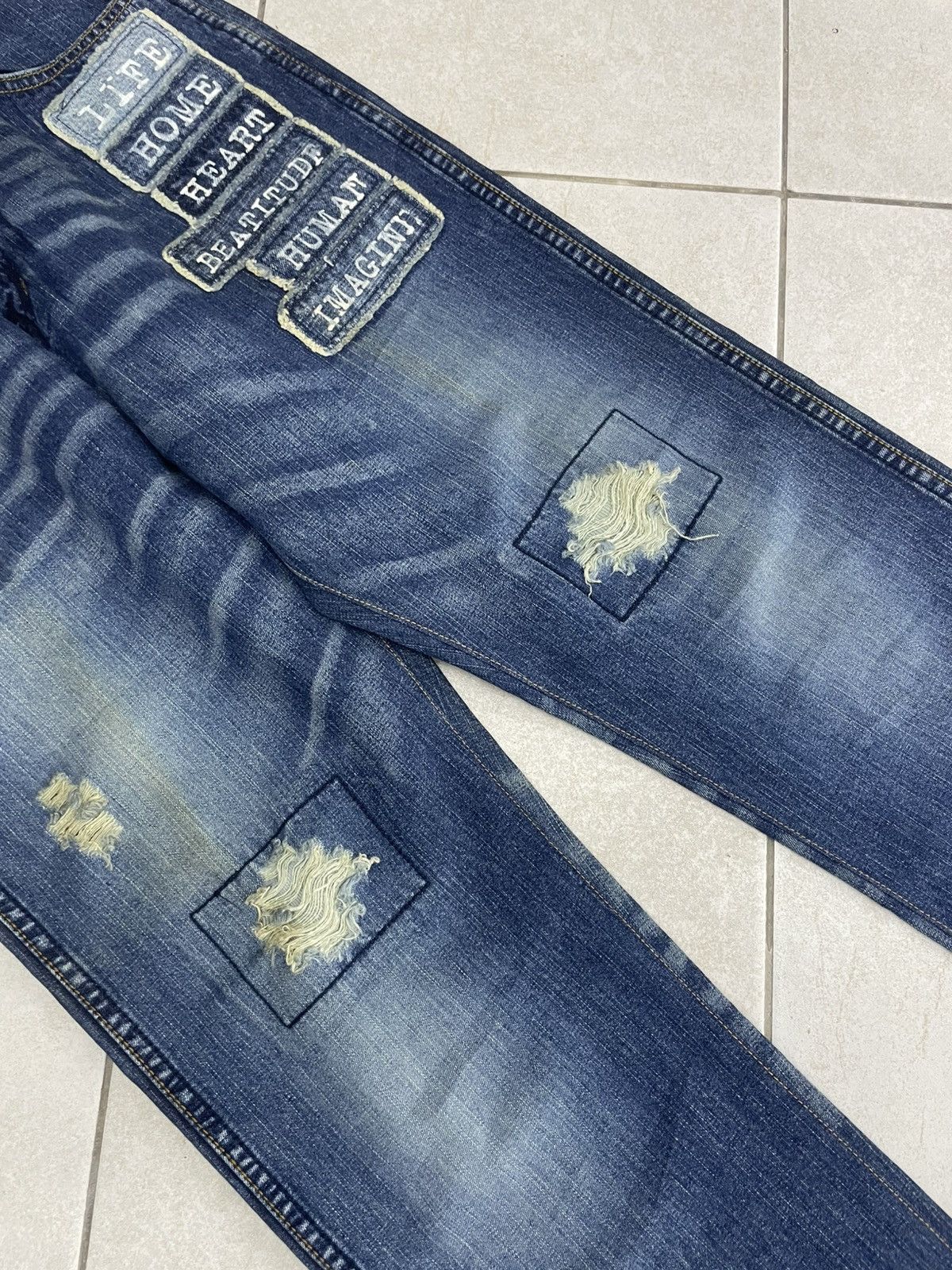 Number (N)ine NUMBER (N)INE PATCHWORK DENIM PANTS Size US 31 - 4 Thumbnail