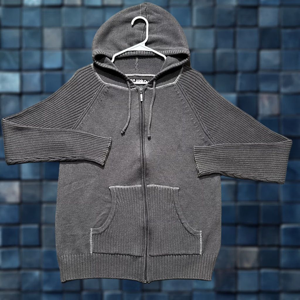 Carbon Carbon Hoodie Men Medium Gray Ribbed Knit Full Zip Sweatshirt Hooded Stretch GUC Size US M / EU 48-50 / 2 - 1 Thumbnail