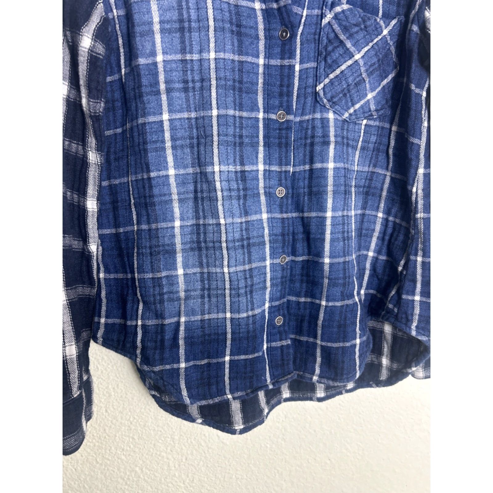CLOT Cloth & Stone Womens Small Button-Up Long Sleeve Flannel Shirt Blue White Play Size S / US 4 / IT 40 - 5 Thumbnail