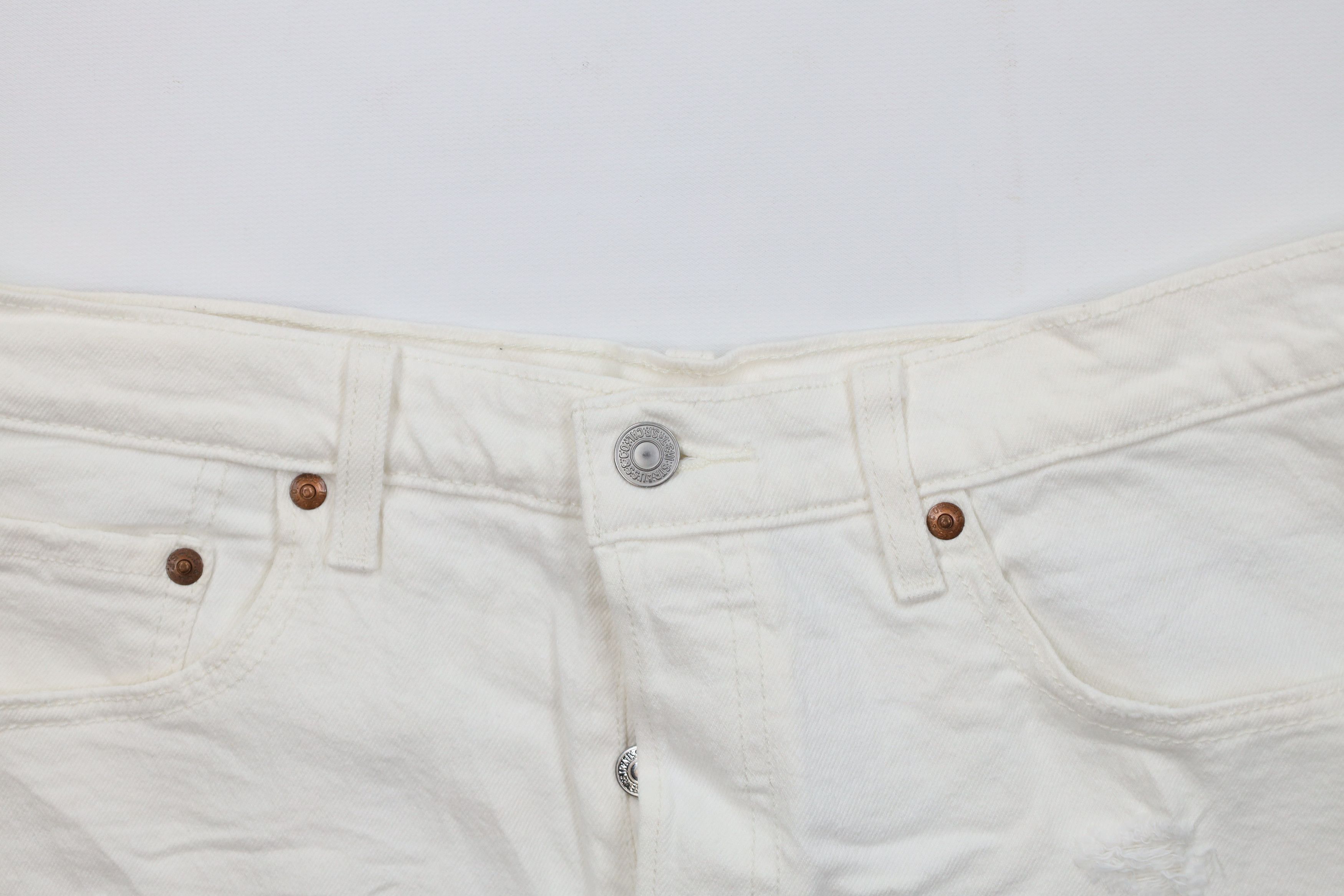 Levi's Vintage Y2K Levis 501xx Fly Cut Off Denim Jean Shorts White Size 28" / US 6 / IT 42 - 2 Thumbnail