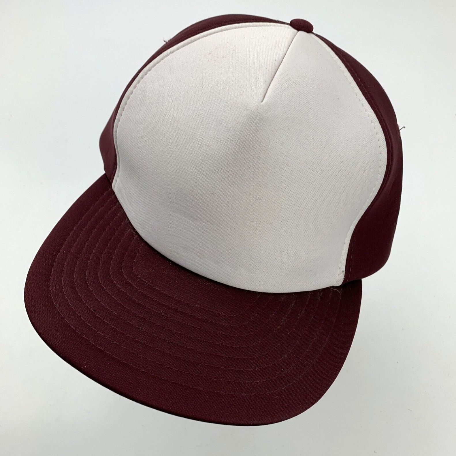 Bally Blank White Burgundy Foam Trucker Ball Cap Hat Snapback 