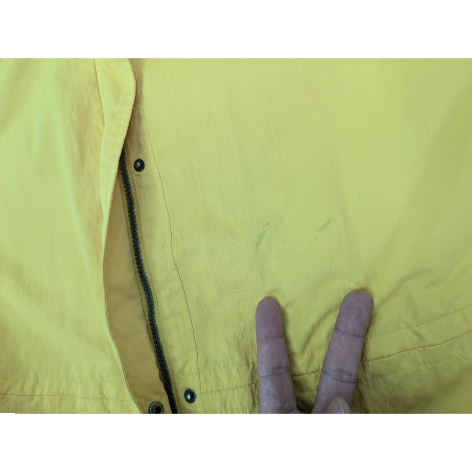 Vintage Lane Bryant Women's Jacket 14/16 Yellow Windbreaker Short 3/4 Sleeve Zipper Snap Toggle Pockets Baggy? (remove question mark) Size XL / US 12-14 / IT 48-50 - 3 Thumbnail