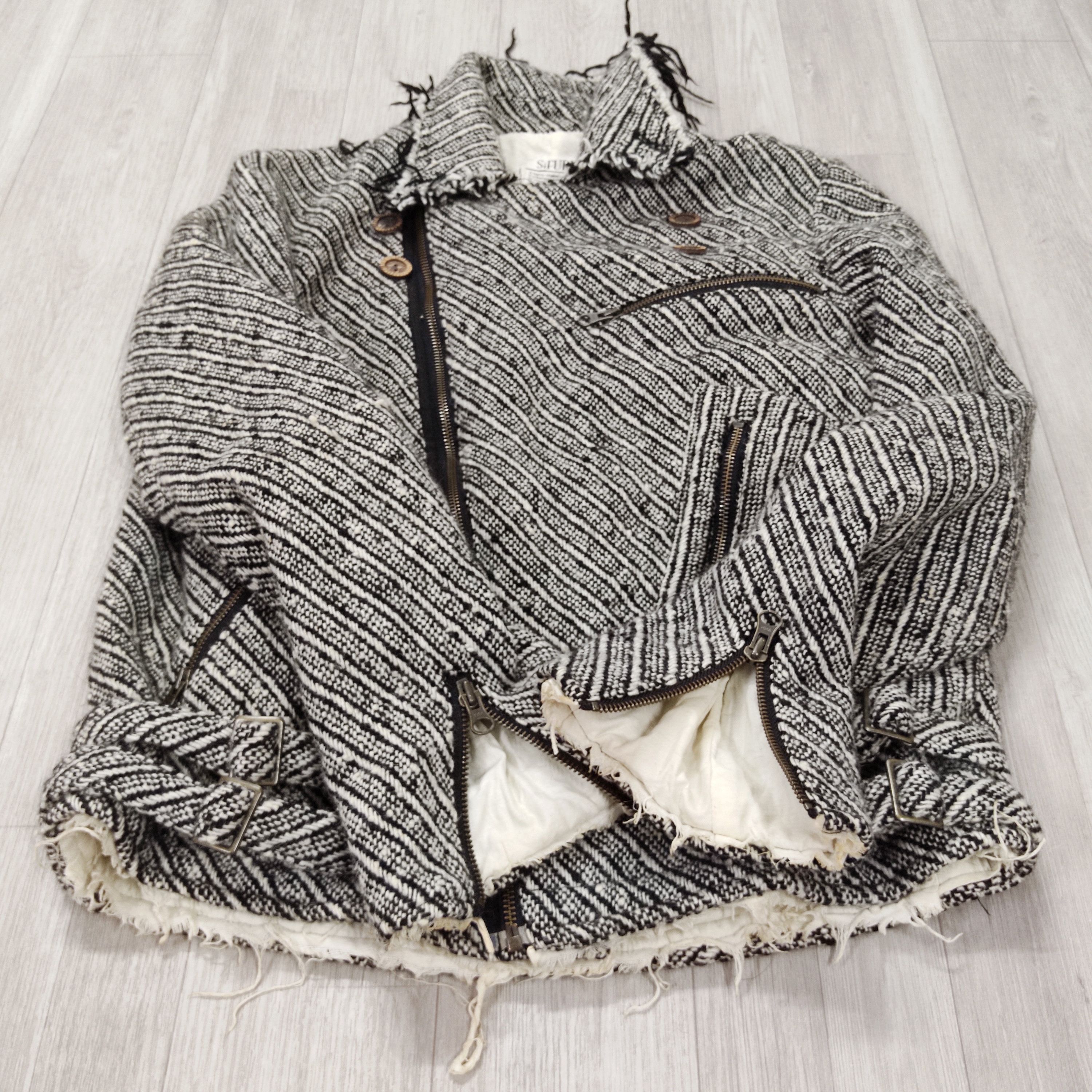 Sifury SIFURY Multi Zipper Tweed Herringbone Underground Jacket Size US S / EU 44-46 / 1 - 13 Thumbnail