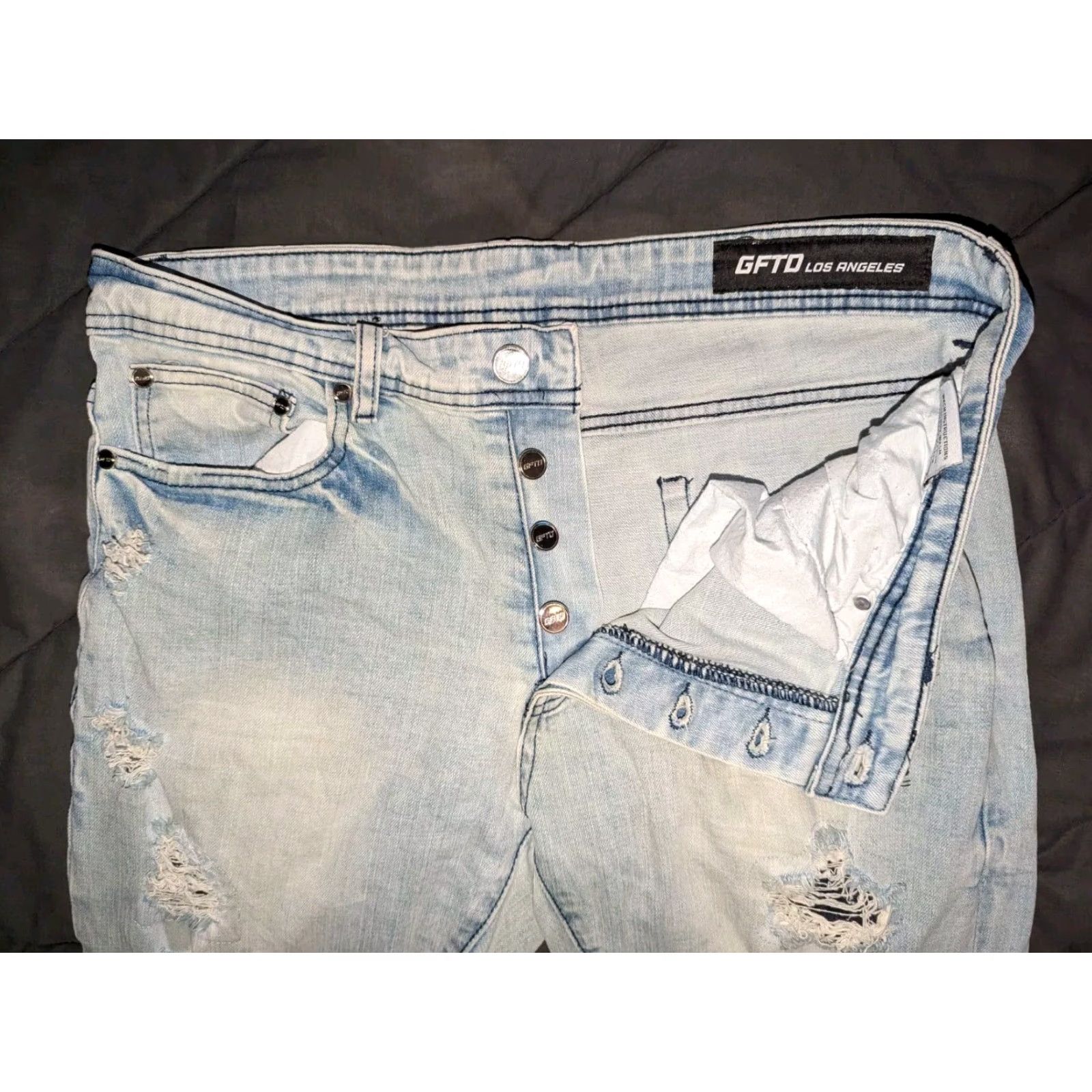 Vintage GFTD Los Angeles Jeans - Denim Jeans - 34 Waist 32 Inseam - Distressed Skinny Blue Mens Size US 34 / EU 50 - 4 Thumbnail