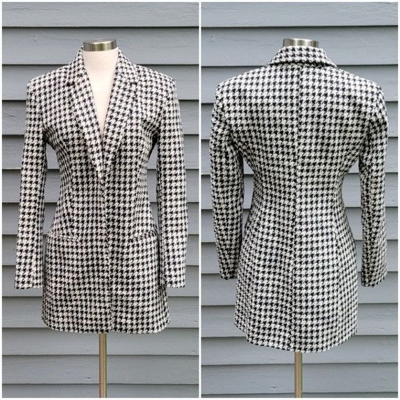 Zara Zara Black White Houndstooth Tweed Long Longline Lagenlook C Size M / US 6-8 / IT 42-44 - 8 Thumbnail