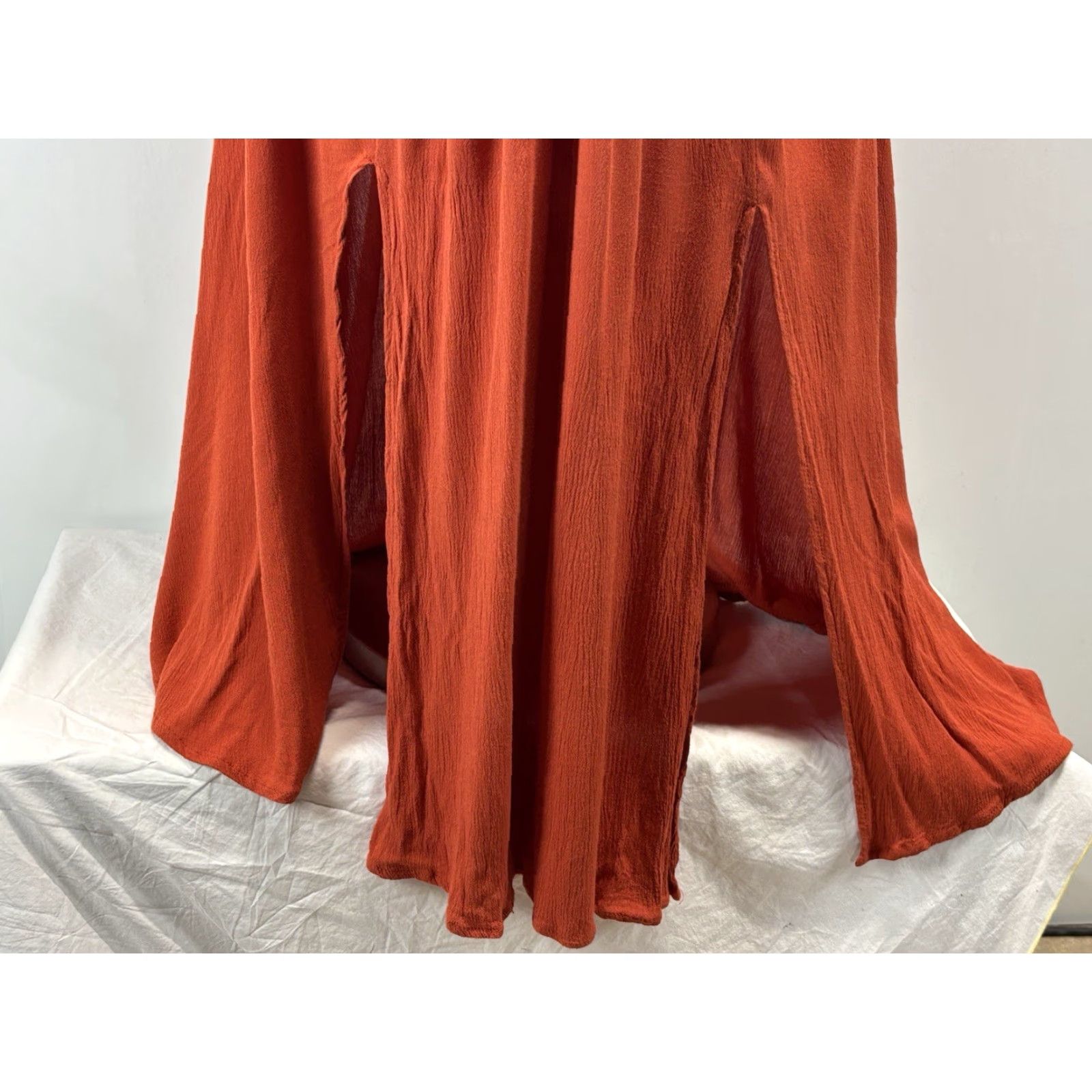 Born Baltic Born Jennifer Deep V Maxi Dress Burnt Orange Ruffle Lace Trim Sz Large Boho Womens Maxi Dress Size L / US 10 / IT 46 - 6 Thumbnail