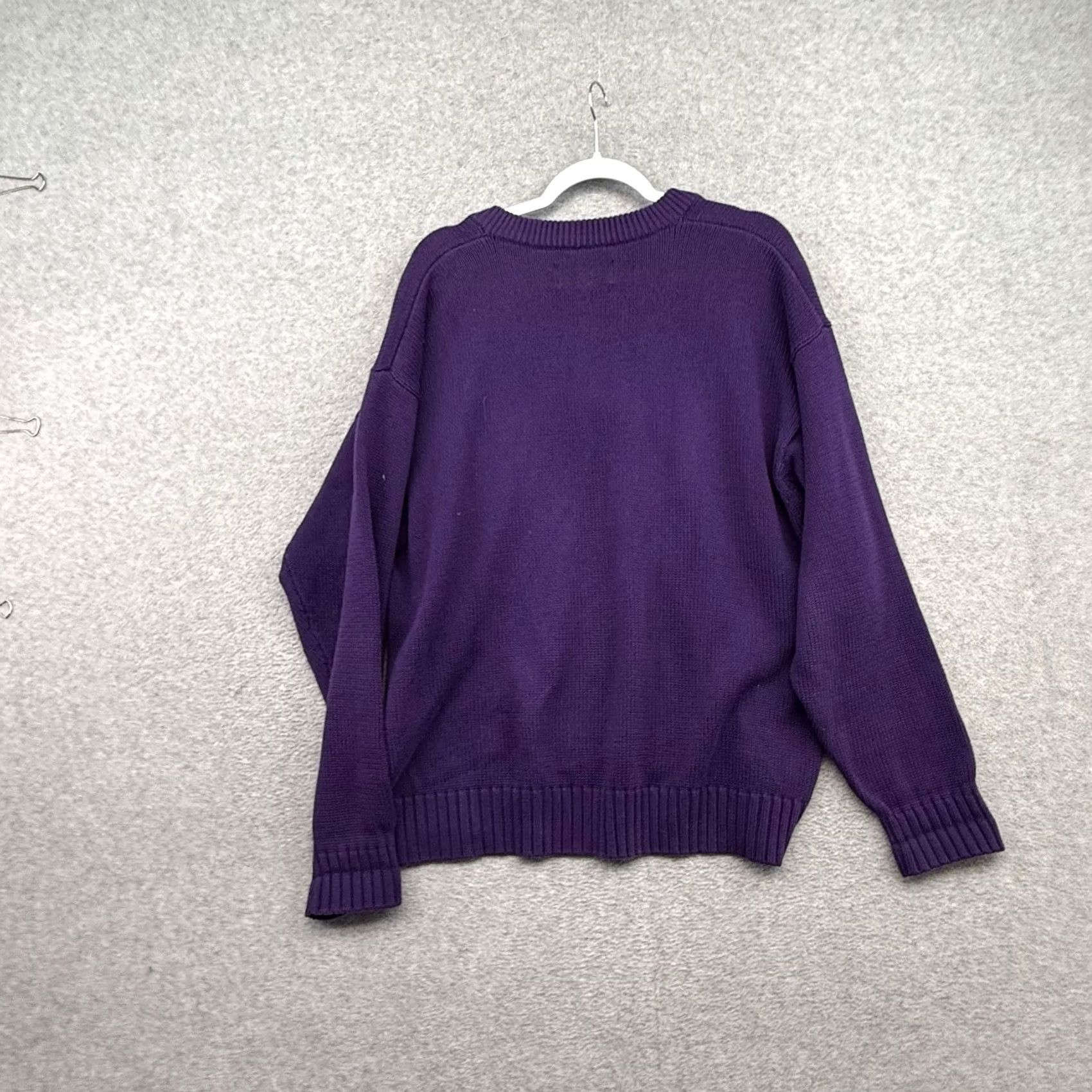 Eddie Bauer VINTAGE Eddie Bauer Sweater Mens XL Purple V-Neck Cable-Knit 100% Cotton Open Knit All Seasons Pullover 90s Leather Logo? Size US XL / EU 56 / 4 - 7 Thumbnail