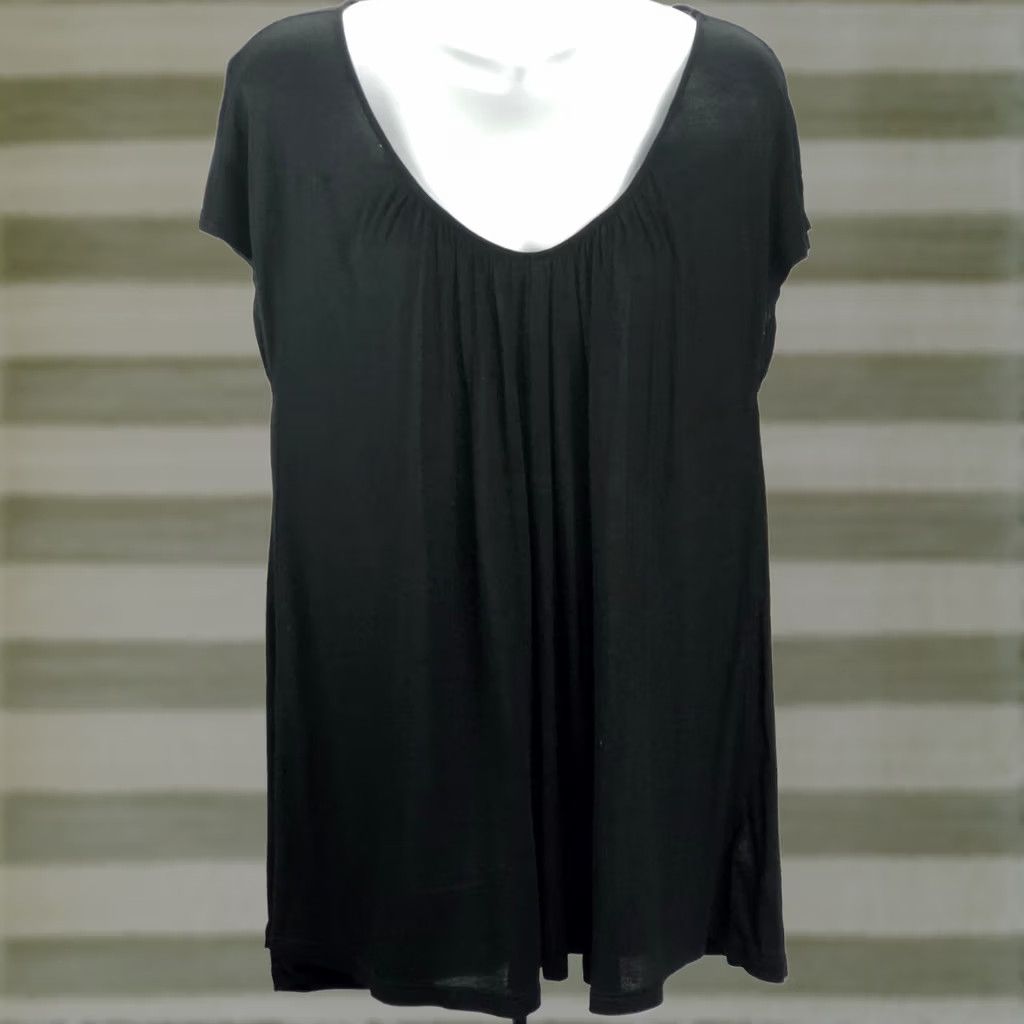 Old Navy Old Navy Blouse S Black Pleated Scoop Cap Sleeve Rayon Whimsy Gothic Capsule Shirt Womens Size S / US 4 / IT 40 - 1 Thumbnail