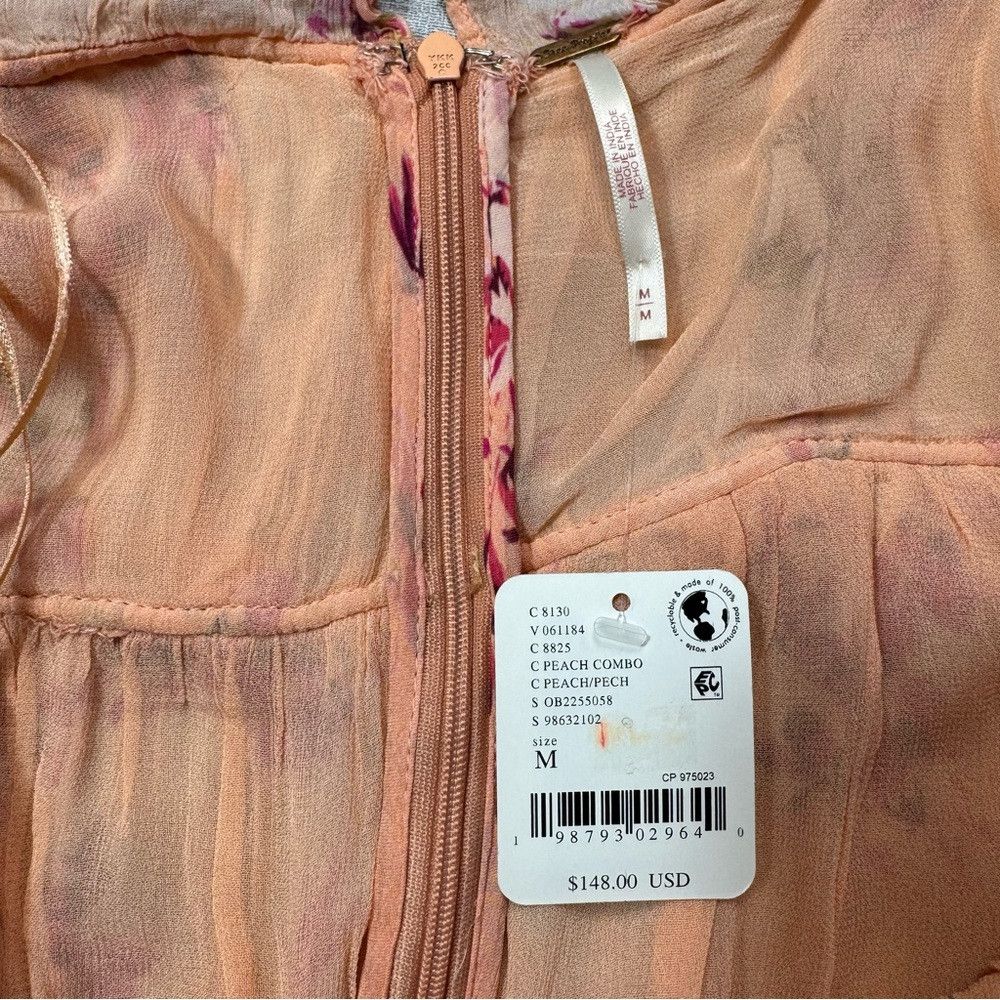 Free People NWT New $148 Free People Marney Mini Peach Combo Dress Size Size M / US 6-8 / IT 42-44 - 6 Thumbnail