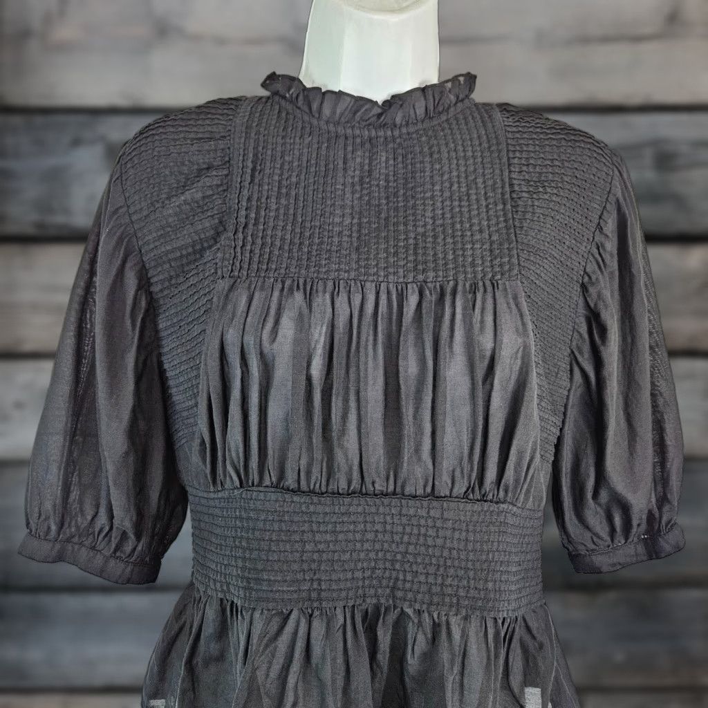 Vintage Something Navy WomensTop Sz Small Black 3/4 Sleeve Pintuck Cotton Blend Blouse Womens Size S / US 4 / IT 40 - 1 Thumbnail