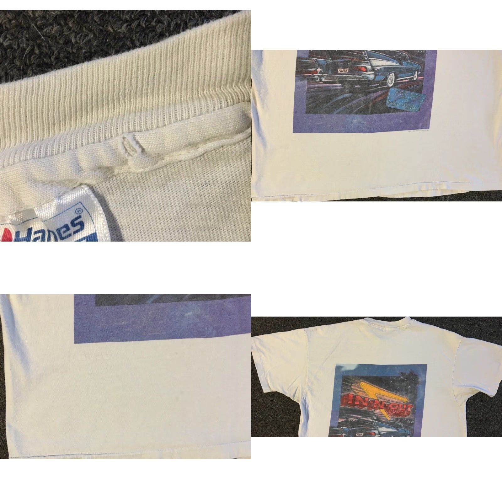 Vintage VINTAGE 90s In N Out Burger Faded Distress Shirt L White Men Short Sleeve T-Shirt USA Mcdonalds Fast Food Surf Grunge 80s Size US L / EU 52-54 / 3 - 10 Thumbnail