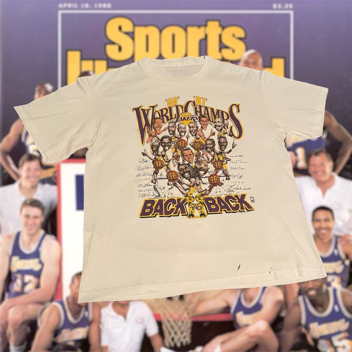 NBA × Vintage Vintage 1988 NBA Los Angeles Lakers Back To Back Tee Size US L / EU 52-54 / 3 - 1 Thumbnail