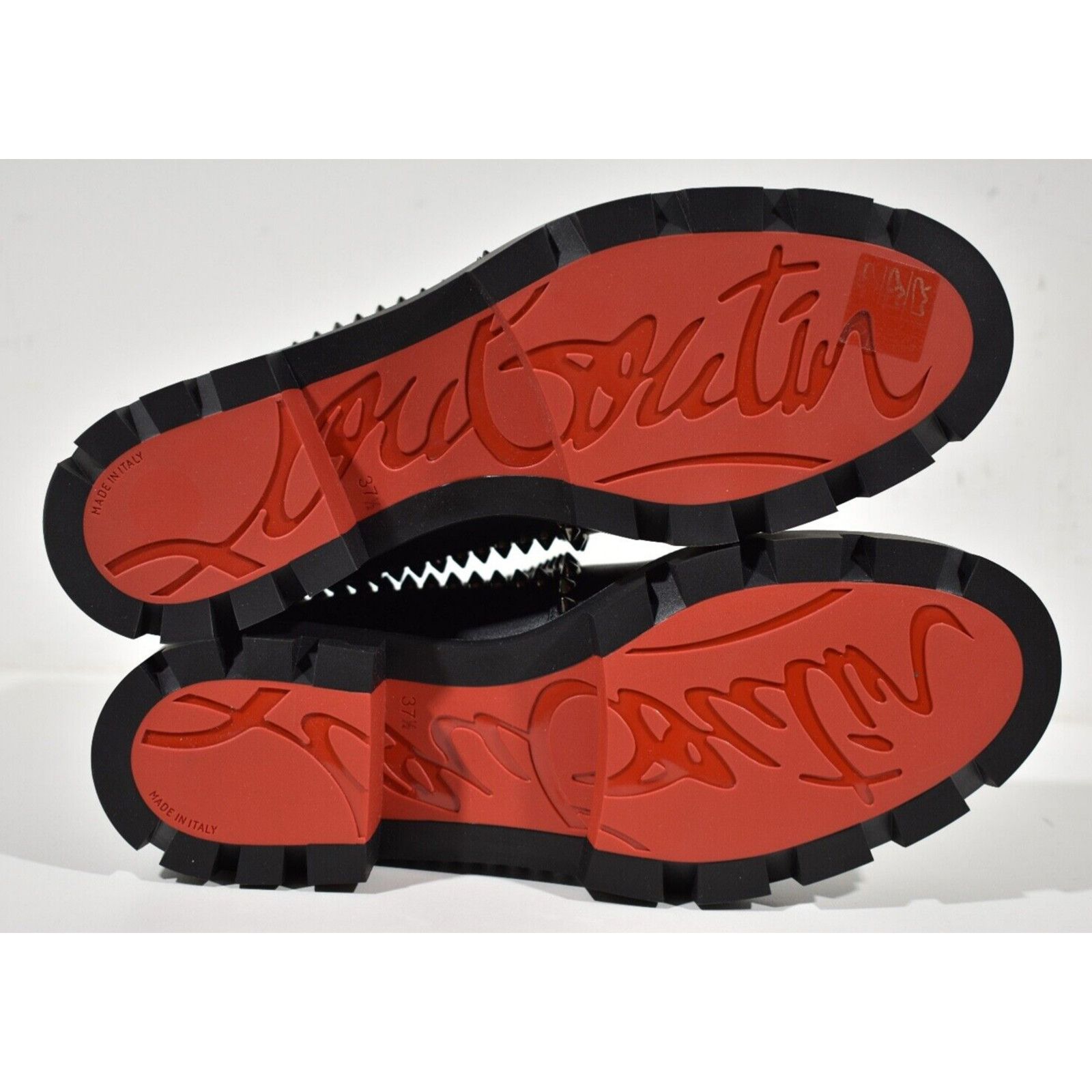 Christian Louboutin Christian Louboutin Out Lina Spike Lug Flat Black Calf Size US 7.5 / IT 37.5 - 12 Thumbnail