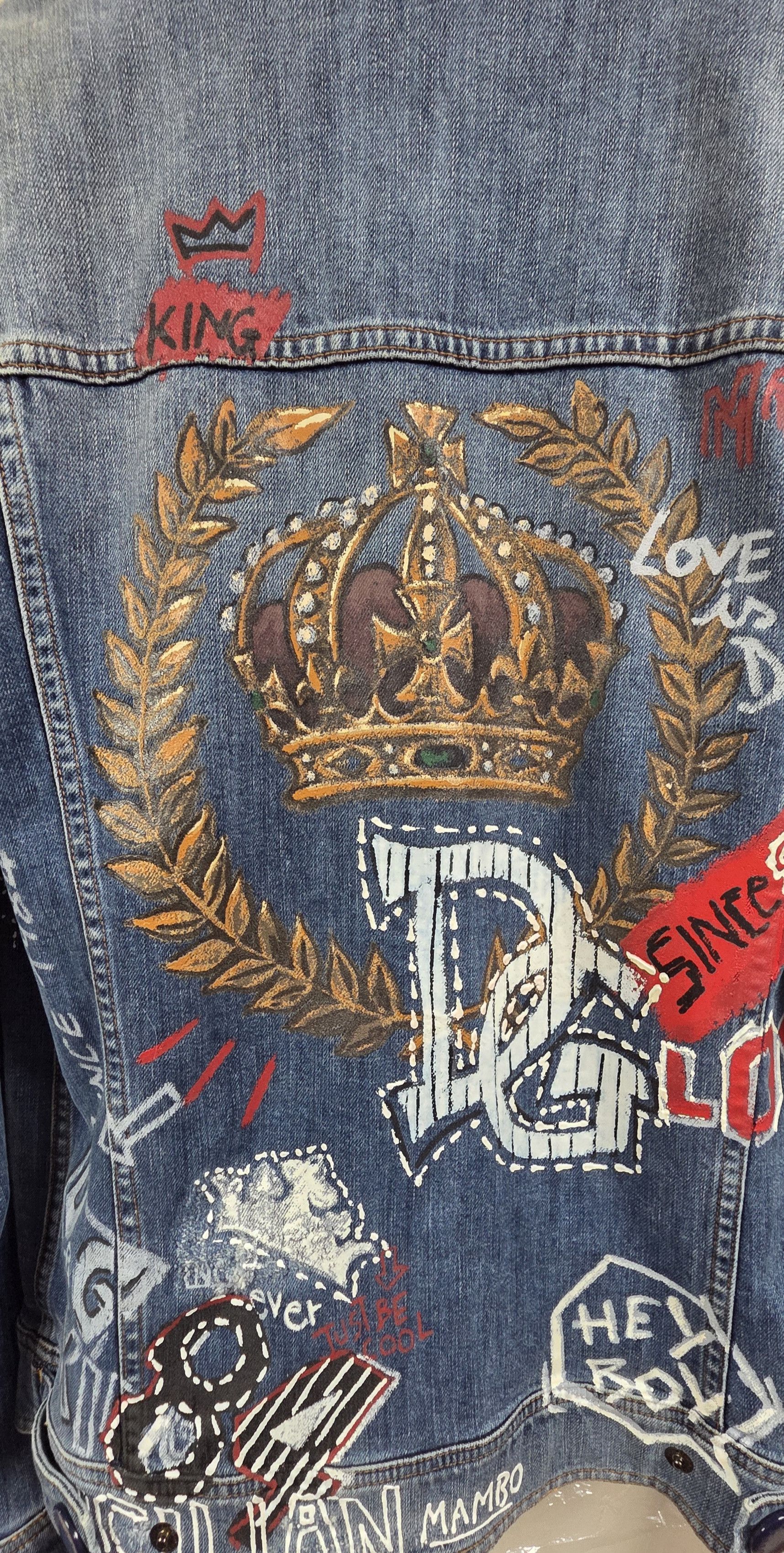Dolce & Gabbana Dolce And Gabbana Blue Denim Drawing Jacket 48 Size!!! Size US M / EU 48-50 / 2 - 8 Thumbnail