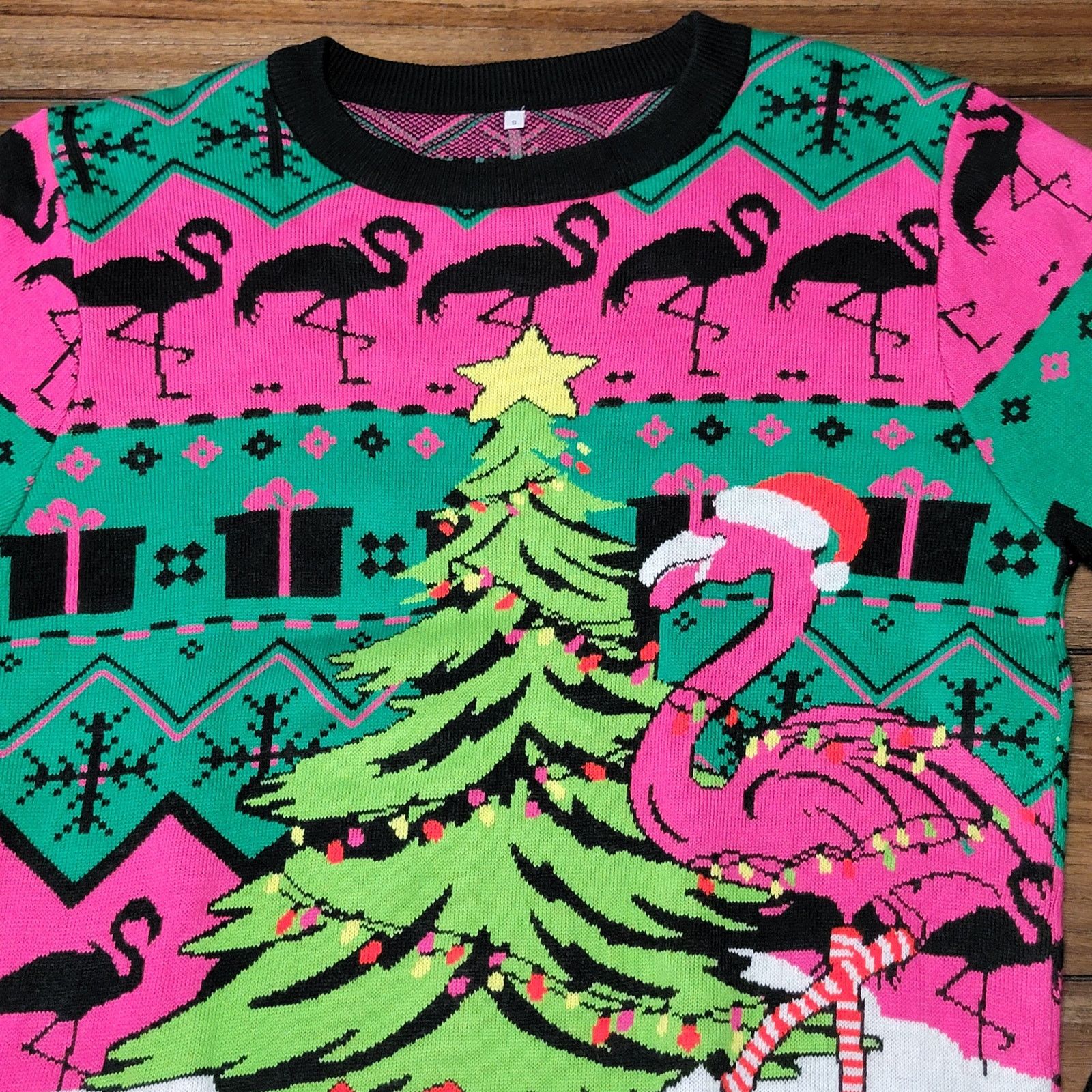 Other Christmas Knit LS Sweater Flamingo Christmas Tree - Small Size S / US 4 / IT 40 - 2 Thumbnail
