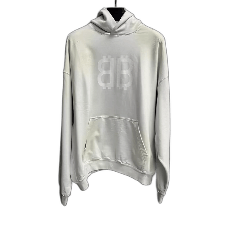 Balenciaga Balenciaga Beige Letter Print Hooded Sweatshirt-2505 Size US L / EU 52-54 / 3 - 1 Thumbnail