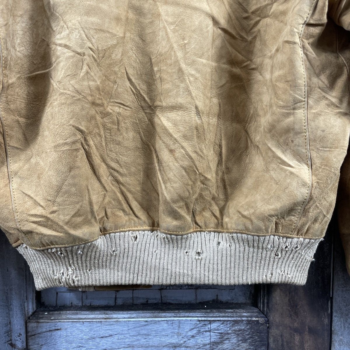 Japanese Brand × Vintage Vintage Japanese Brand Distressed Leather Bomber Jacket Size US L / EU 52-54 / 3 - 11 Thumbnail