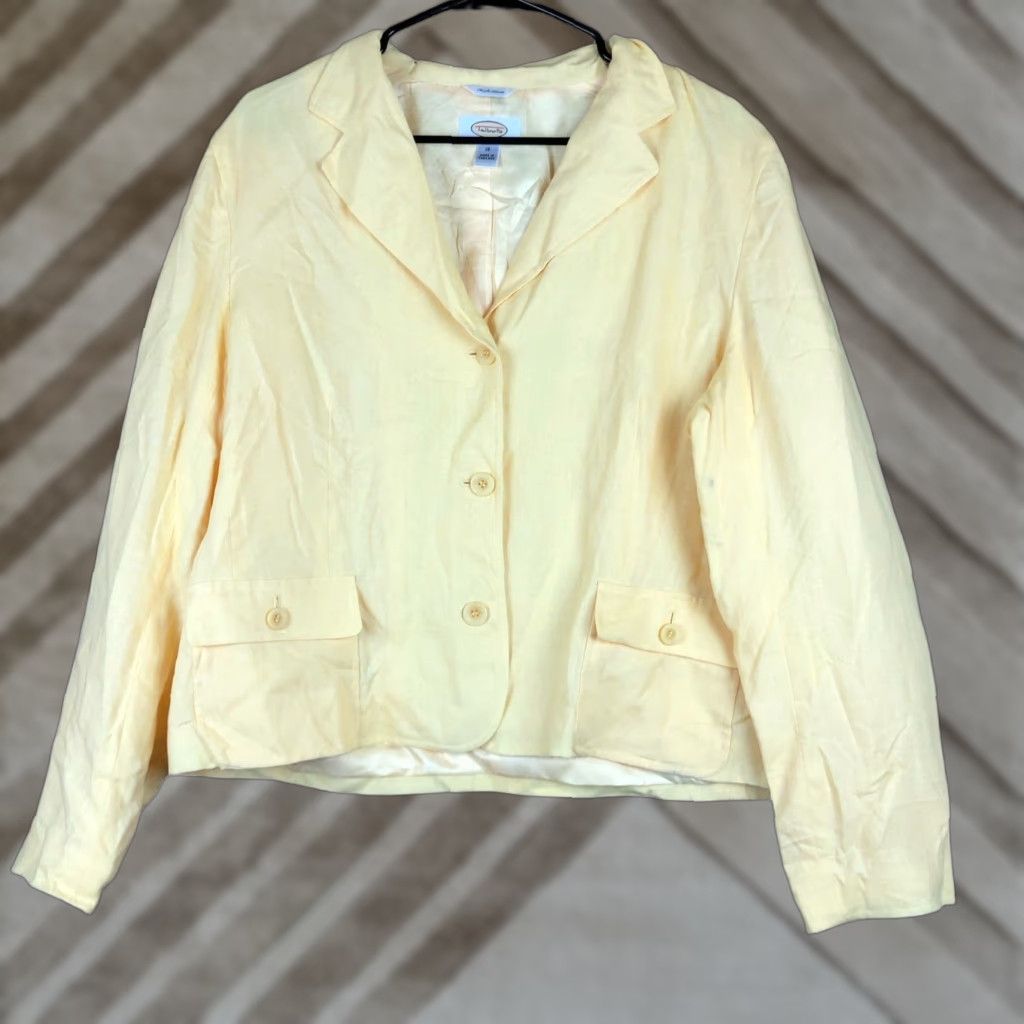 Talbots VINTAGE Talbots Womens Blazer Shirt Jacket Yellow Linen 18 Size XXL / US 16-18 / IT 52-54 - 1 Thumbnail