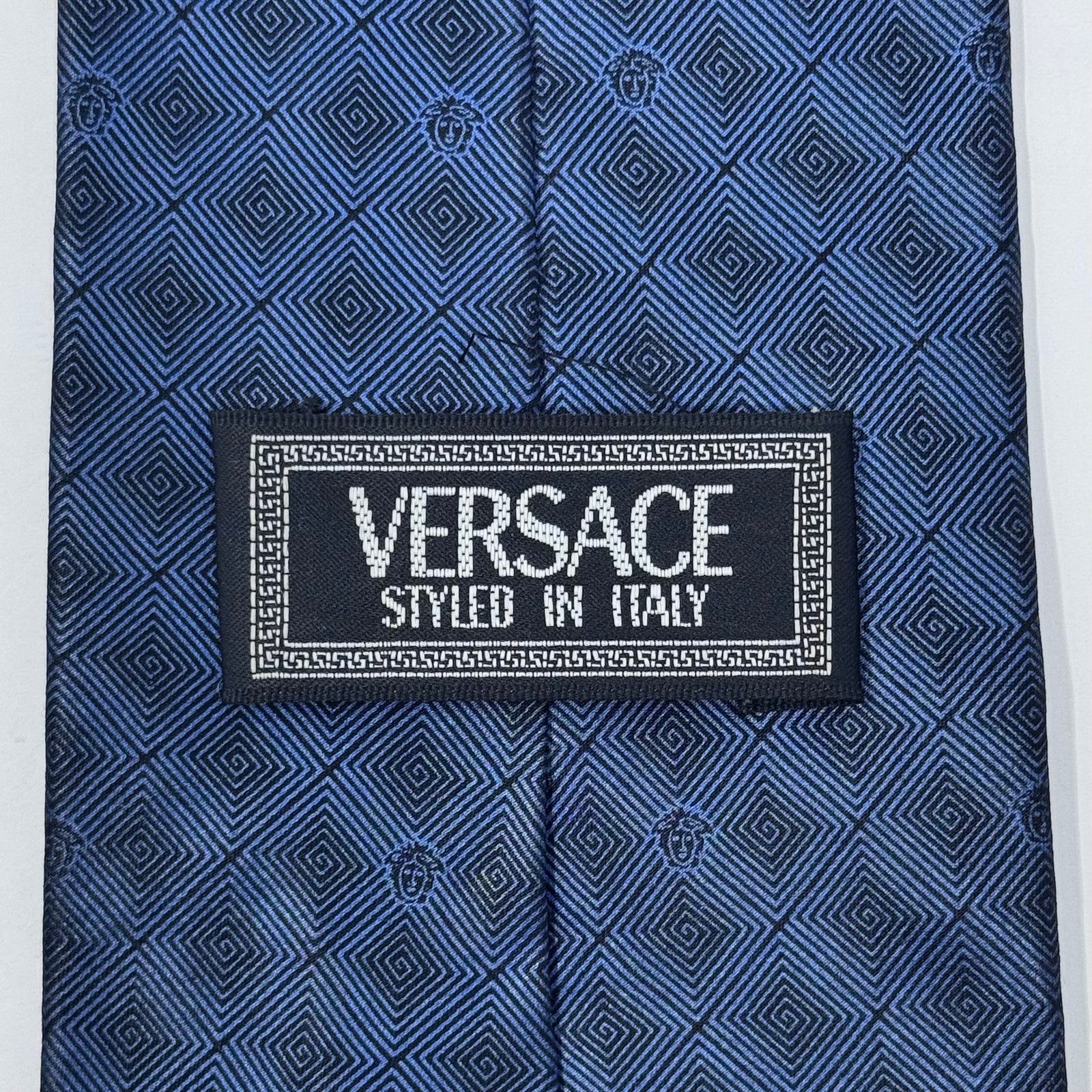 Versace Versace Navy Abstract Pattern Tie Size ONE SIZE - 2 Thumbnail