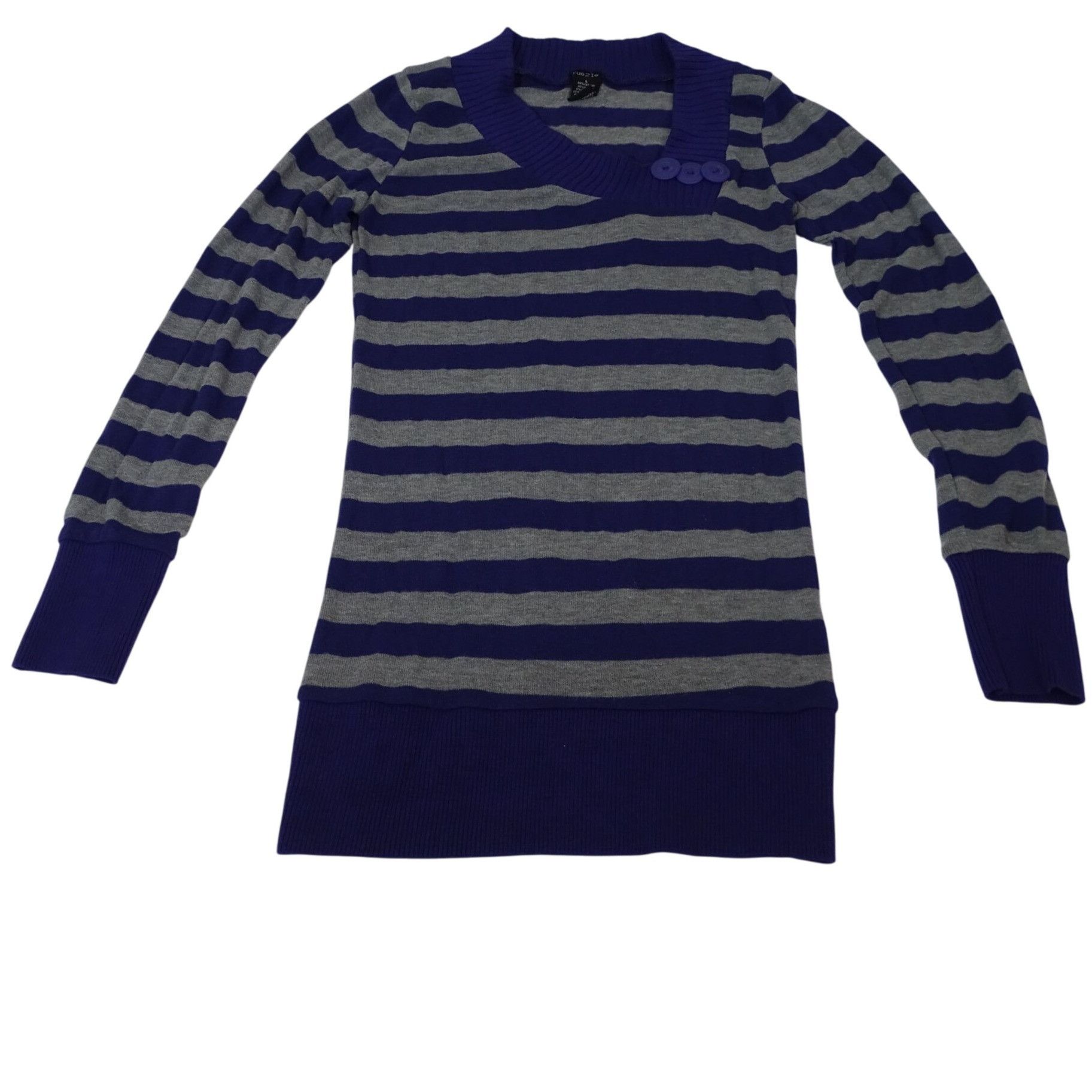 rue21 Rue21 Striped Long Sleeve Sweater Purple Gray Women Size L Size L / US 10 / IT 46 - 1 Thumbnail