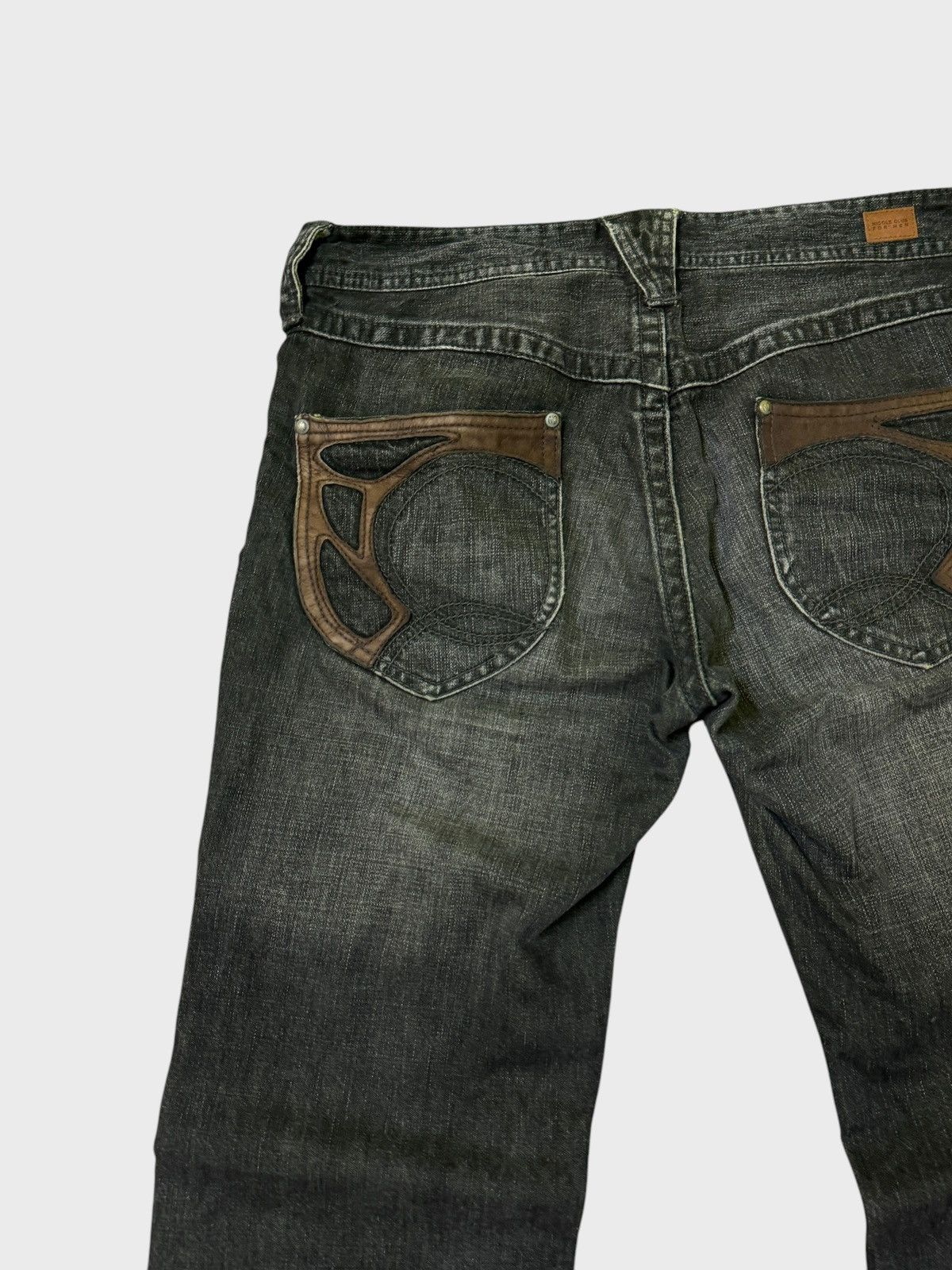 5351 POUR LES HOMMES FLARED NICOLE CLUB FOR MEN DISTRESSED WITH LEATHER DENIM Size US 32 / EU 48 - 13 Thumbnail