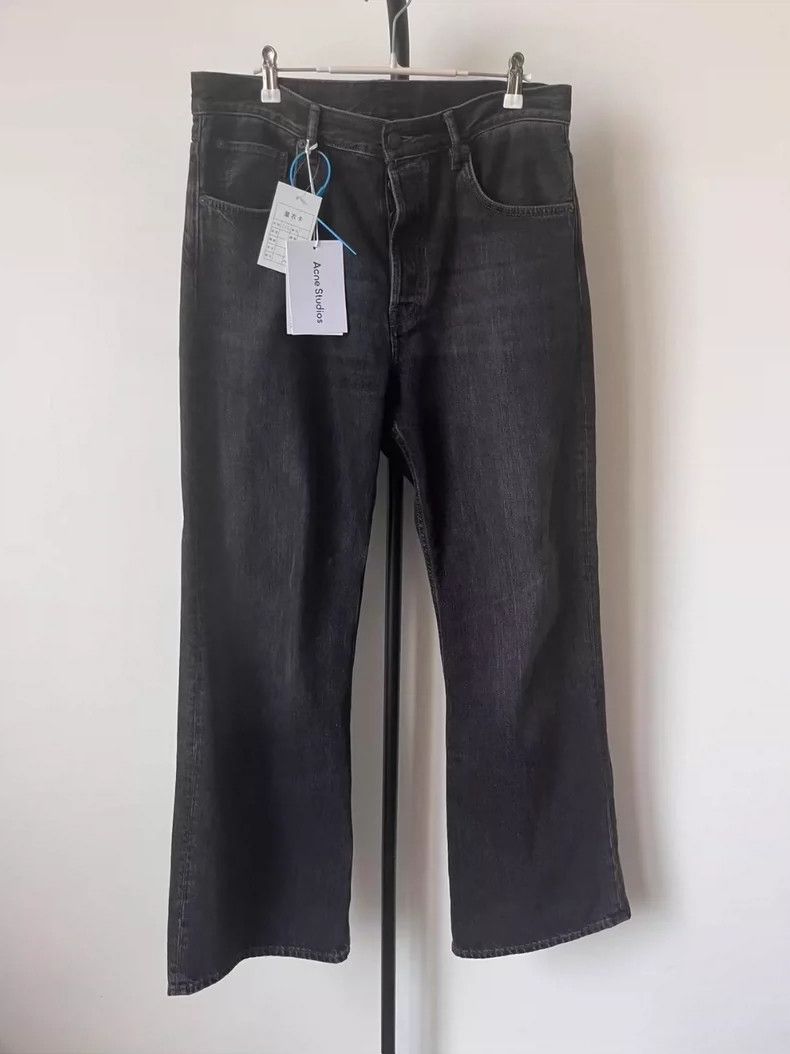 Acne Studios Black washed label mid-waist button loose wid