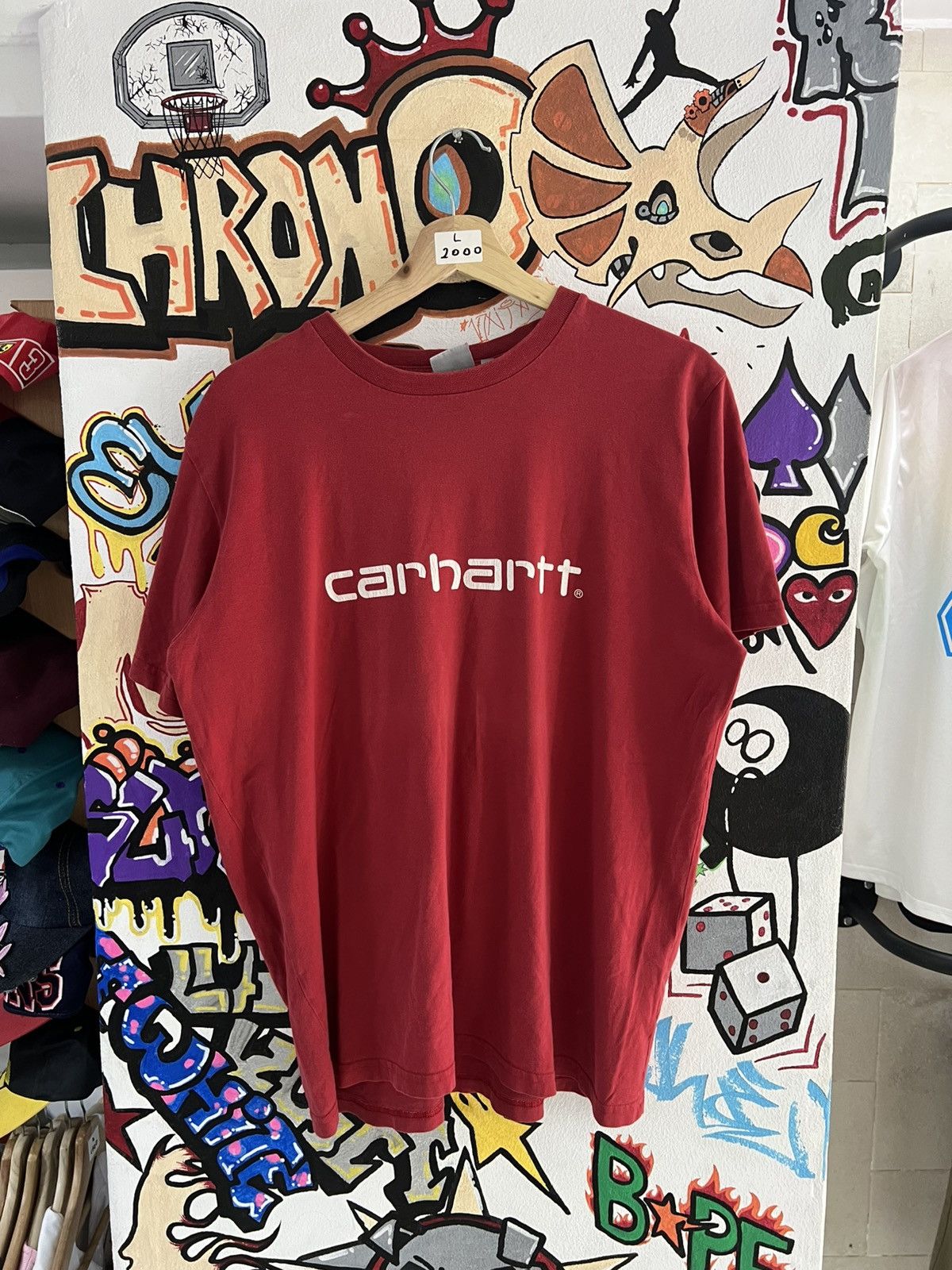 Carhartt Carhartt Red T-Shirt Spellout Size US L / EU 52-54 / 3 - 1 Thumbnail