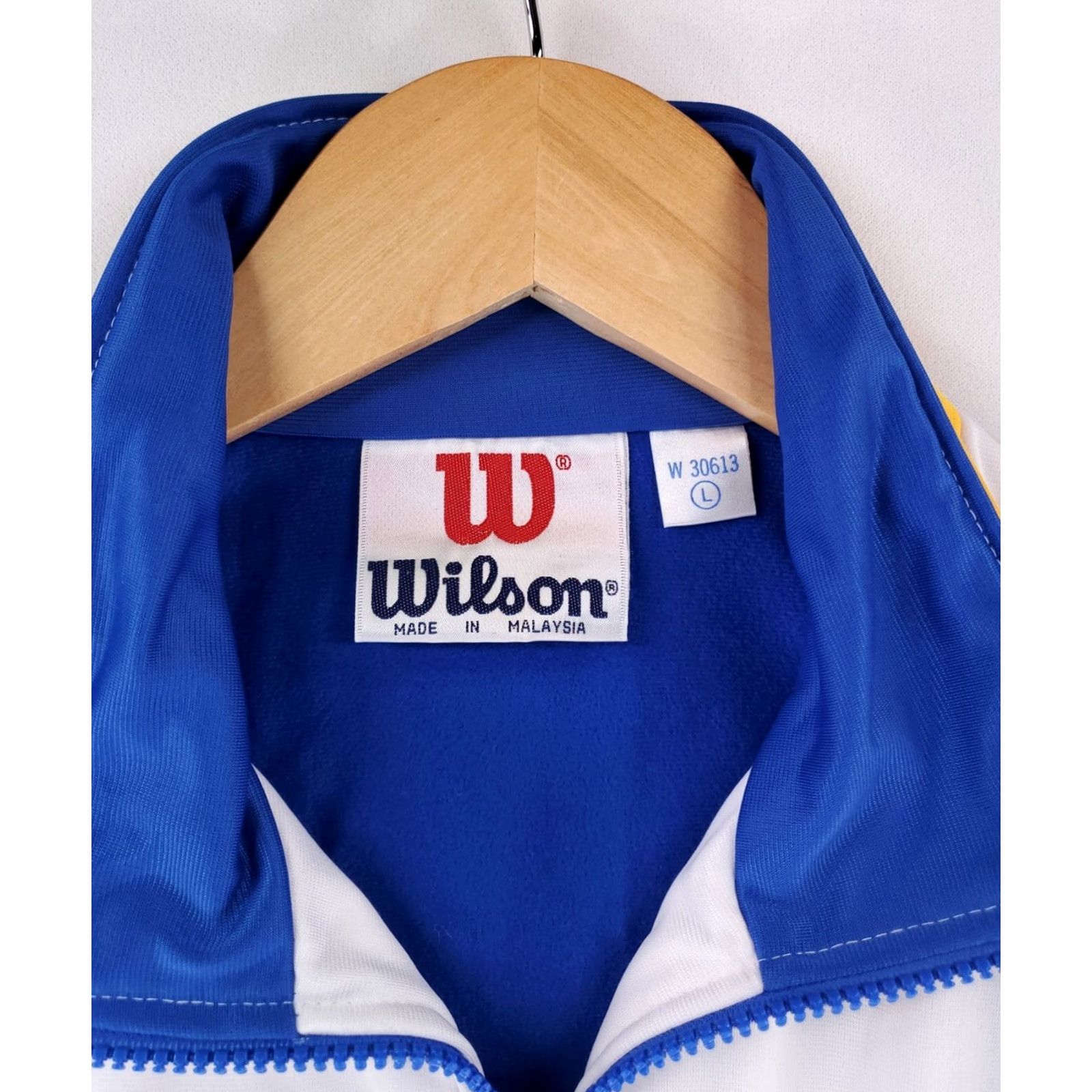 Wilson VINTAGE Wilson Track Jacket Mens L Blue White Yellow Black VTG 80s 90s NWT Size US L / EU 52-54 / 3 - 4 Thumbnail