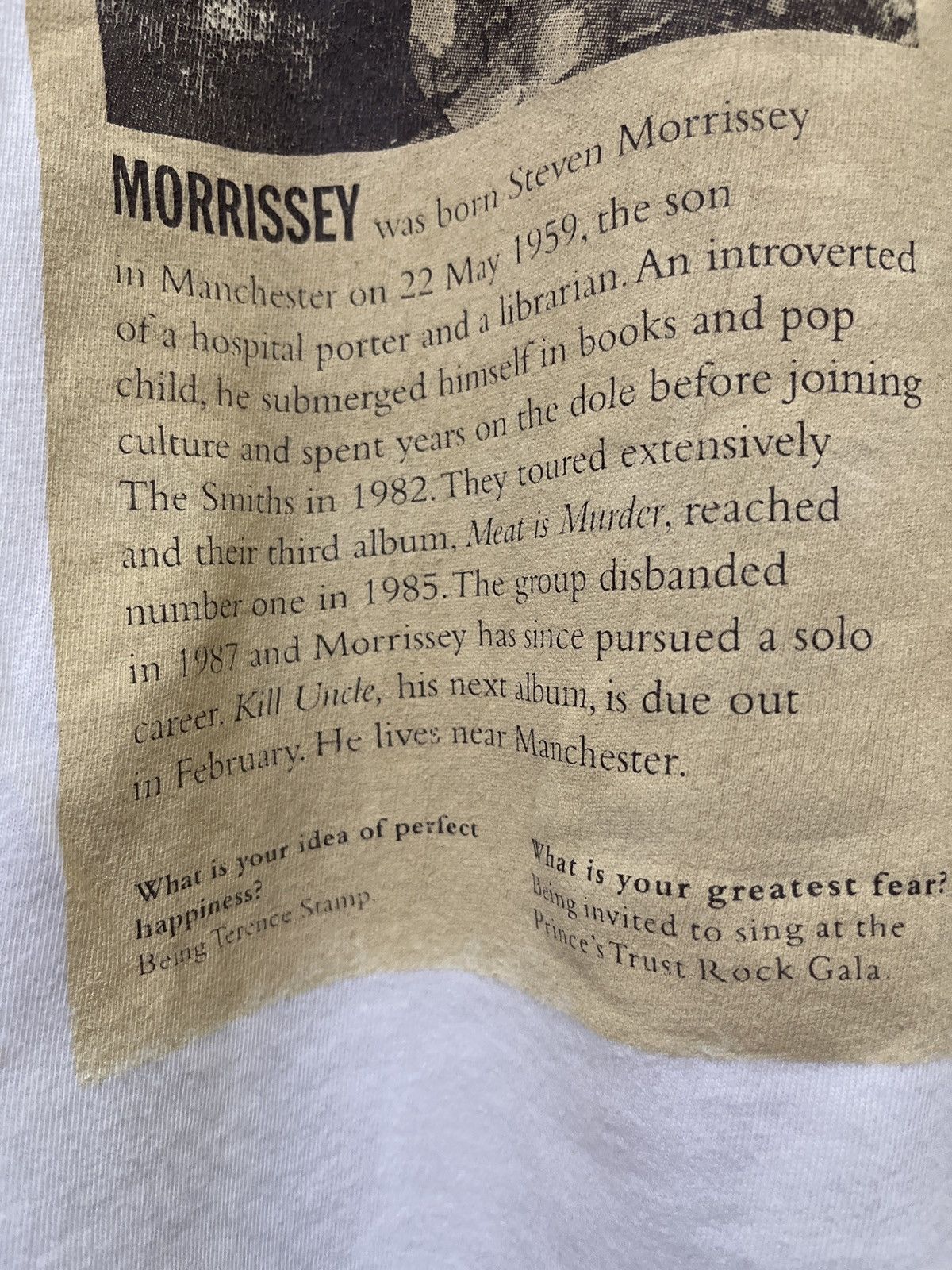 Band Tees × Vintage Vintage Morrissey autobiography Kill Uncle Tour T-Shirt 1991 Size US L / EU 52-54 / 3 - 5 Thumbnail