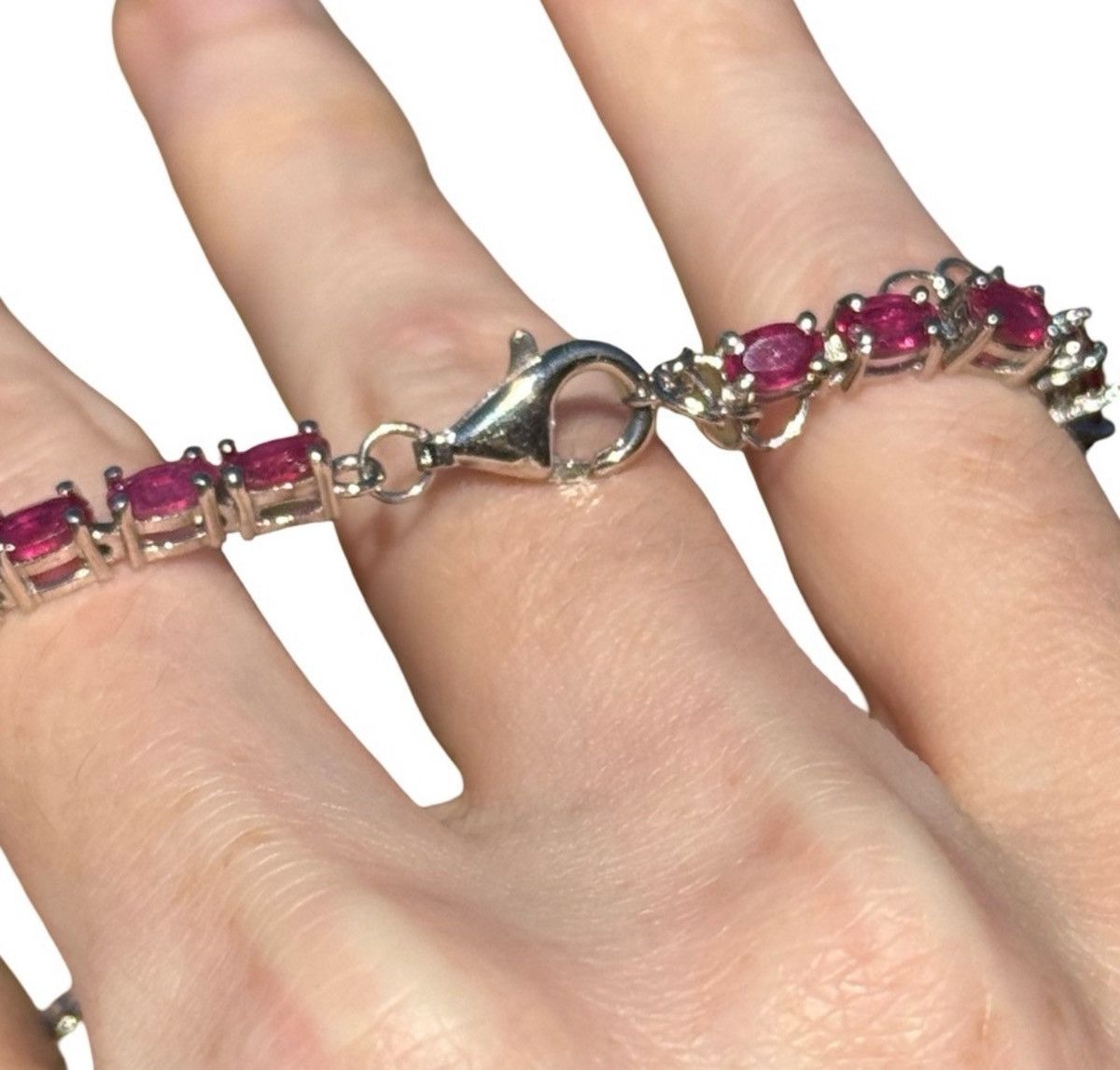 Nordstrom 14k White Gold over Silver Ruby Panther Bracelet! Size ONE SIZE - 5 Thumbnail