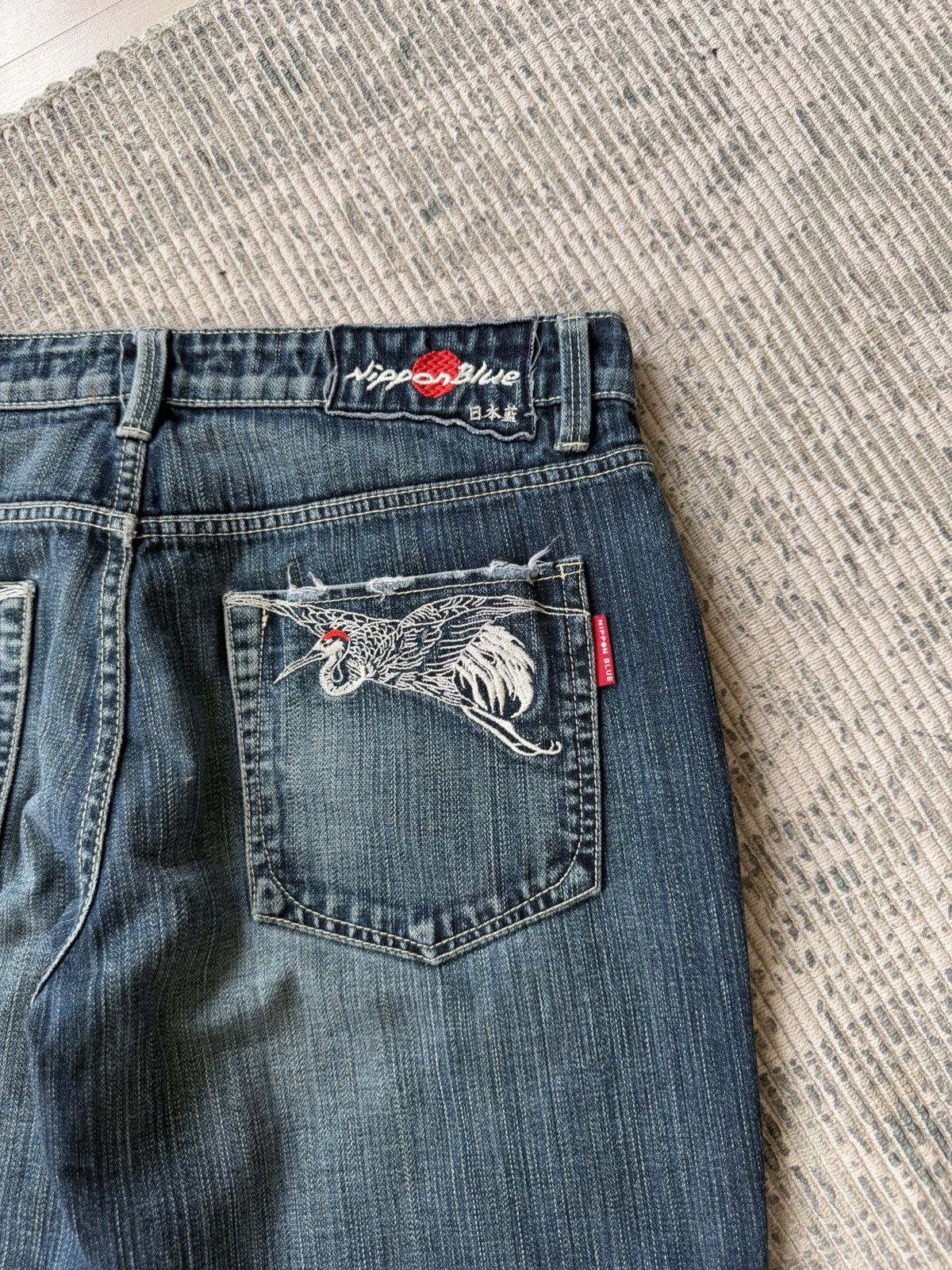 Japanese Brand Vintage Nippon Blue Japanese Flared Embroidery Pocket Evisu Size US 34 / EU 50 - 9 Thumbnail