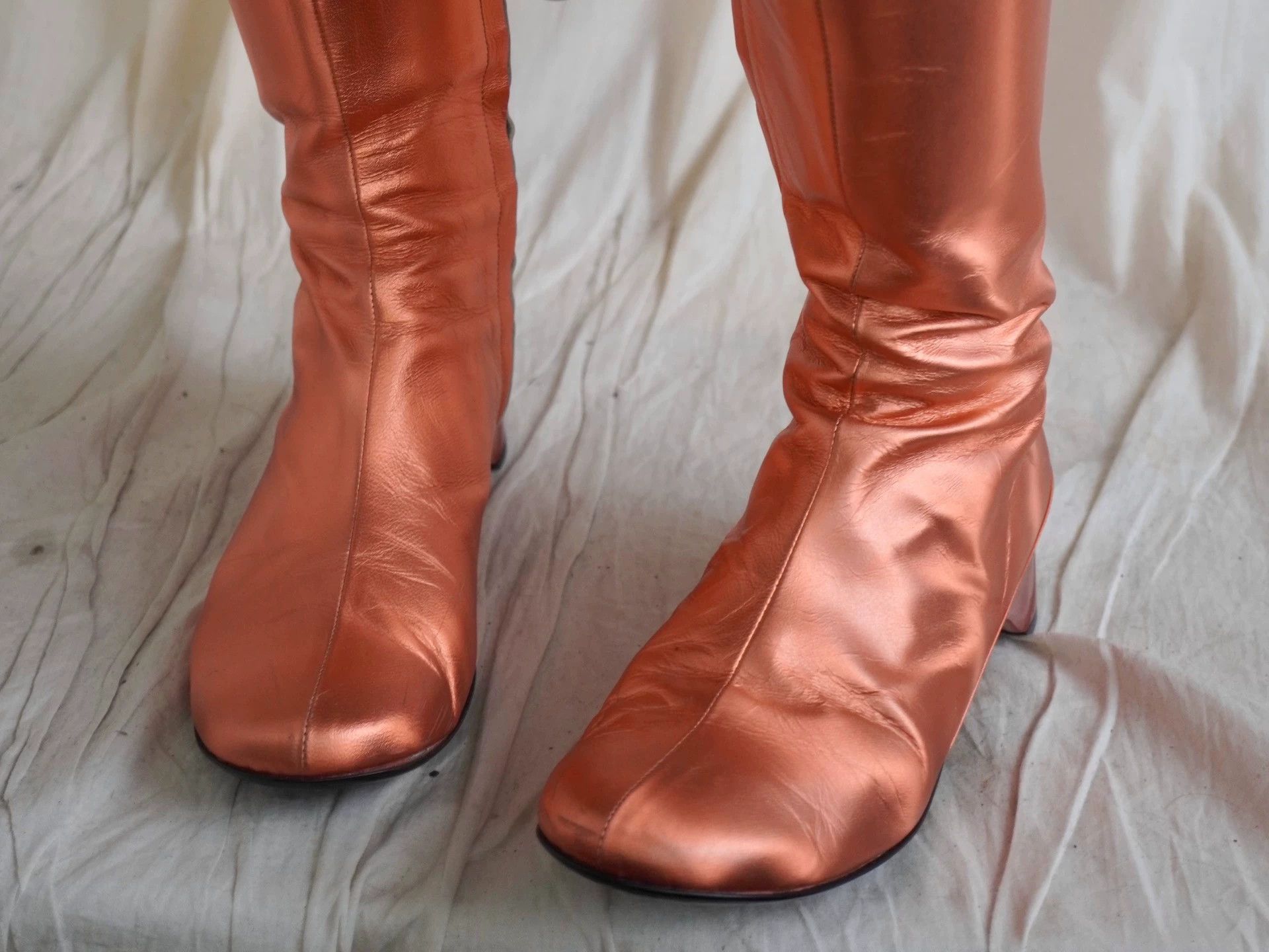 Issey Miyake Issey Miyake 90s Pearlescent Orange Lambskin Boots Size US 6.5 / IT 36.5 - 4 Thumbnail
