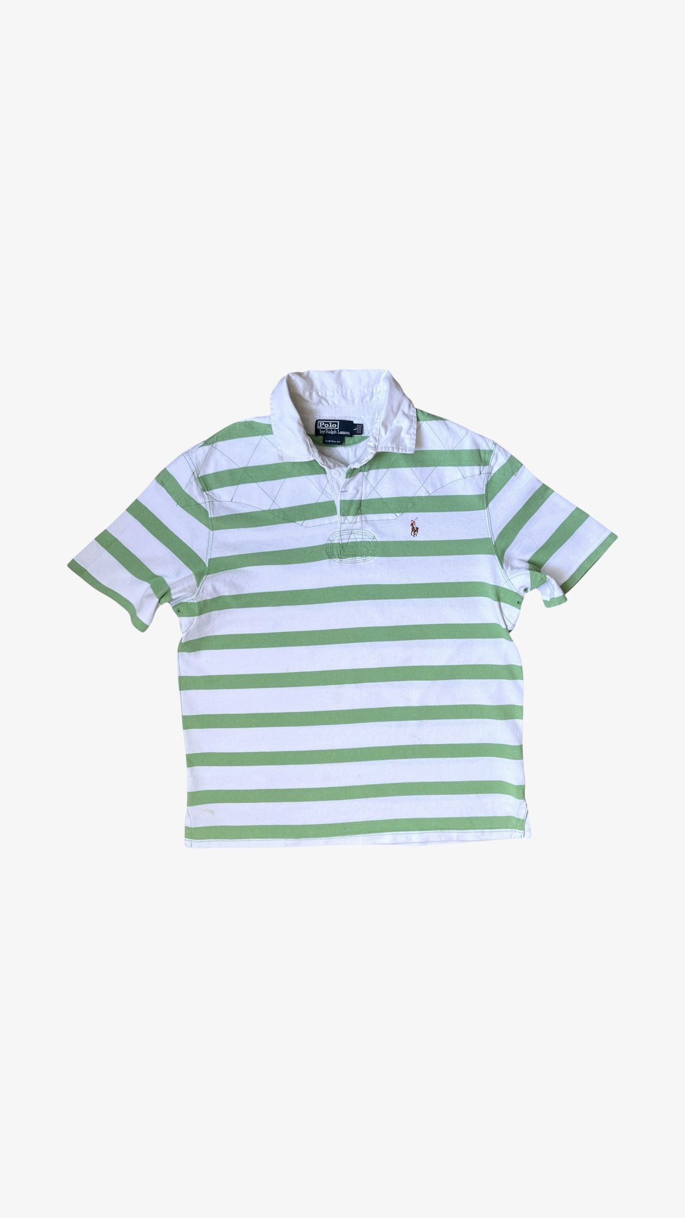 Ralph Lauren Vintage 90s Polo Ralph Lauren Green Striped Rugby Shirt Size US L / EU 52-54 / 3 - 1 Thumbnail