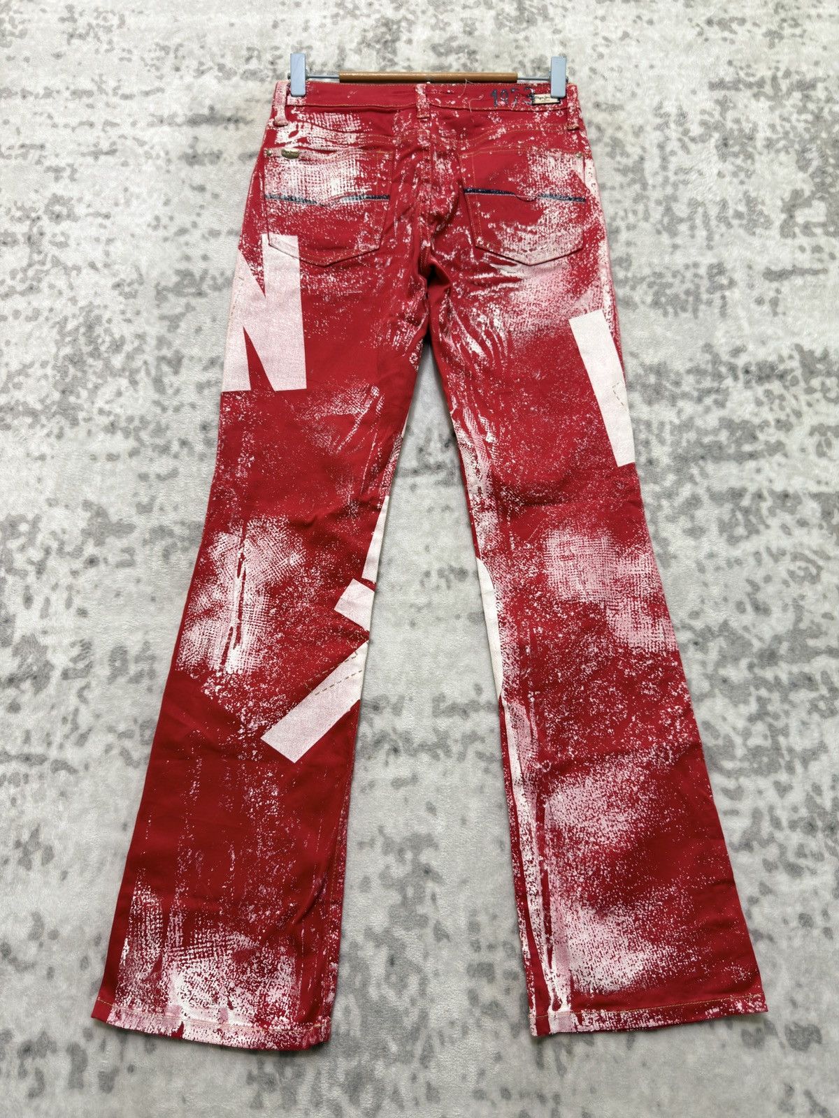 If Six Was Nine Pepe Jeans London Y2K Flare Pant Distressed Red Wash Size US 26 / EU 42 - 2 Thumbnail