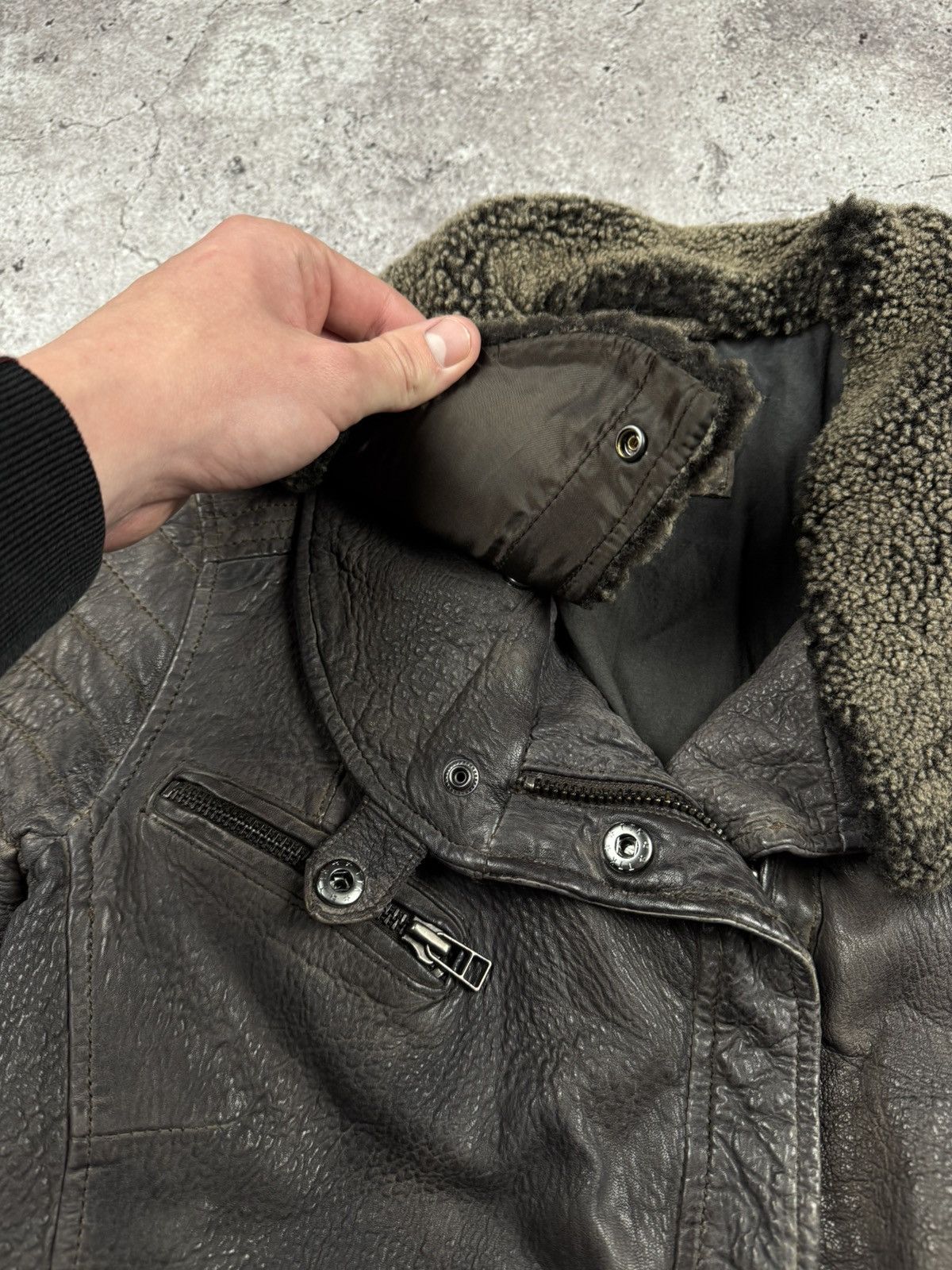 Japanese Brand Vintage Y2K Owens Style Shearling Asymetrical Leather Jacket Size S / US 4 / IT 40 - 6 Thumbnail