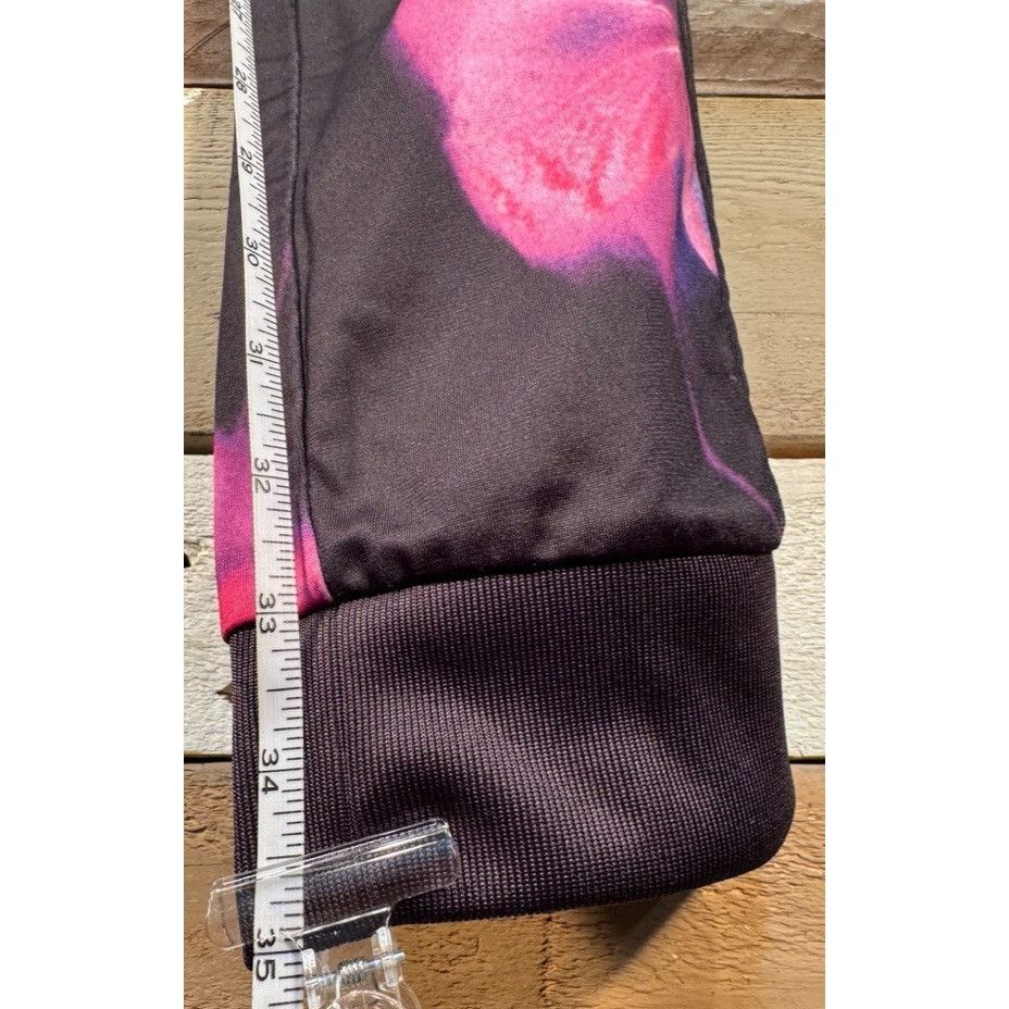 Adidas Girl's ADIDAS Logo Black Pink Floral Pants LARGE (14) Gently Size 36" / US 14 / IT 50 - 8 Thumbnail