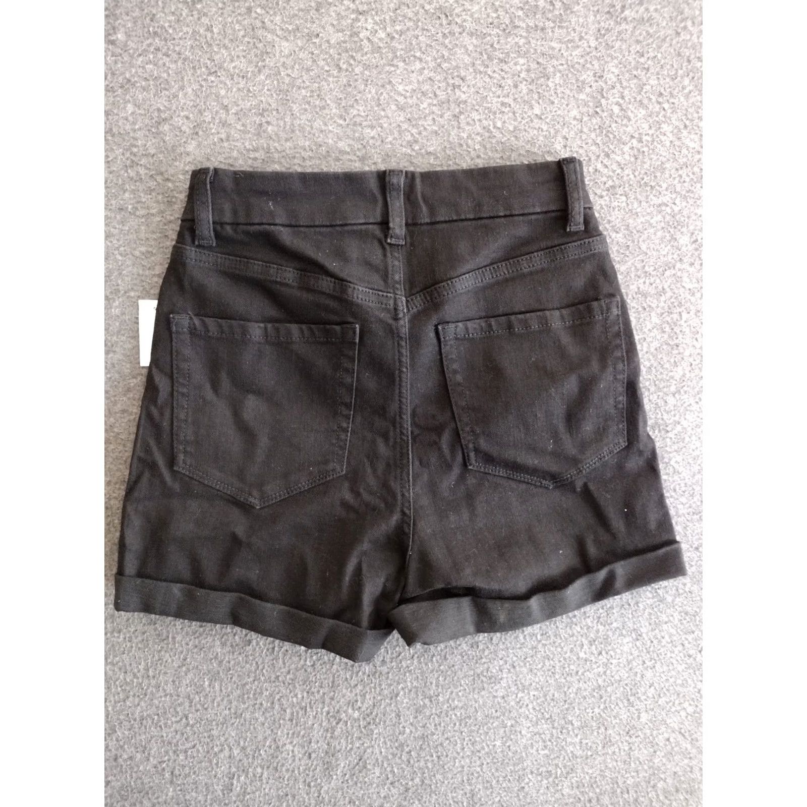 Vintage No Boundaries Women's High Rise Cotton Blend Bermuda Shorts 3 Black Stretch Denim Jeans Shorts Casual Summer Spring City College Womens Size 26" / US 2 / IT 38 - 2 Thumbnail