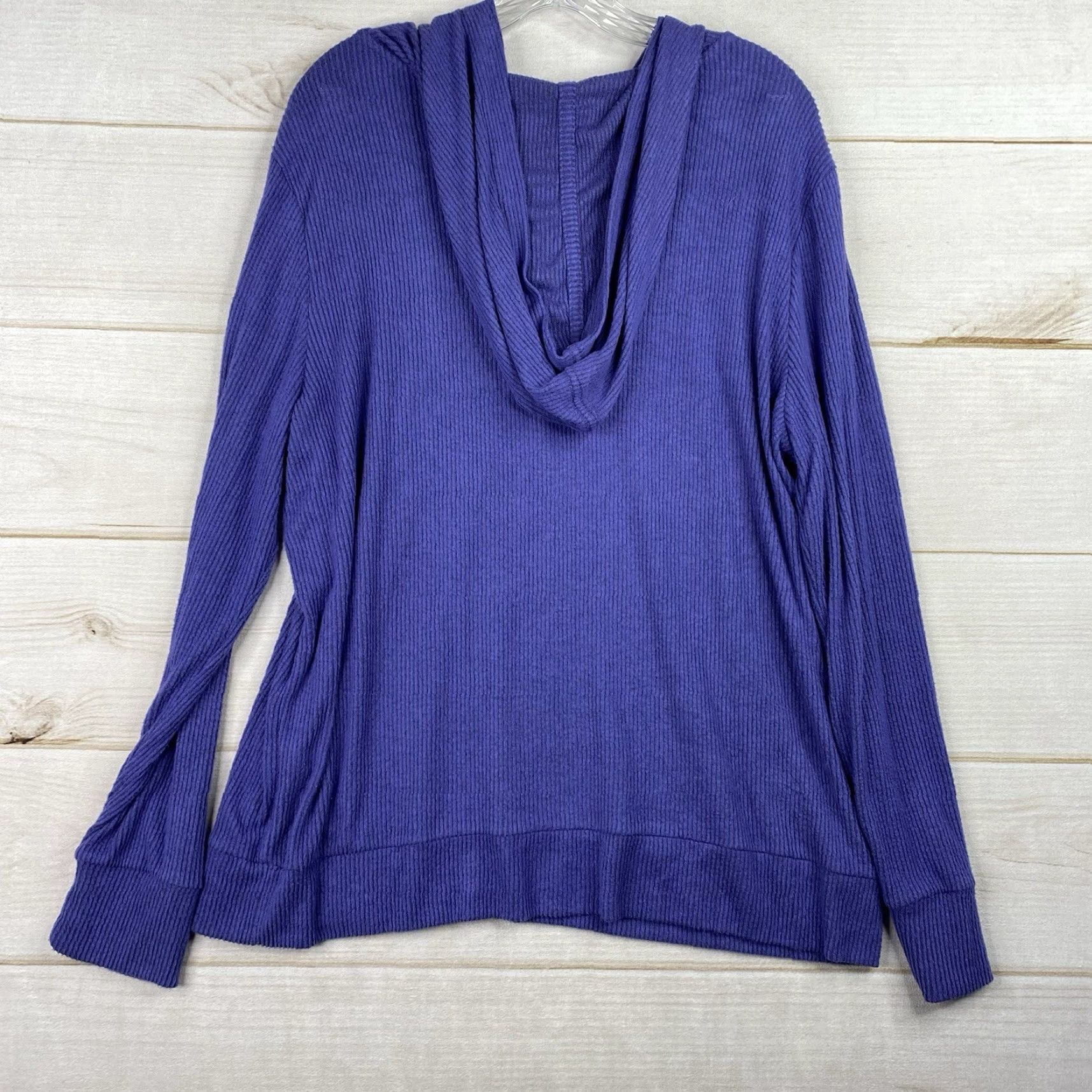 Market Market & Spruce Hoodie Women XXL Purple Knit Stretch Hooded Long Sleeve Ribbed Sweater Size XXL / US 16-18 / IT 52-54 - 6 Thumbnail