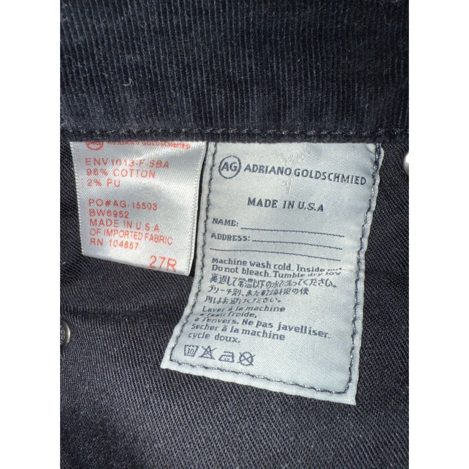 Vintage VINTAGE Adriano Goldschmied The Angel Black Corduroy Bootcut Pants Womens 27R Slim Low Rise 34in Inseam Black Boots? Size 27" / US 4 / IT 40 - 7 Thumbnail