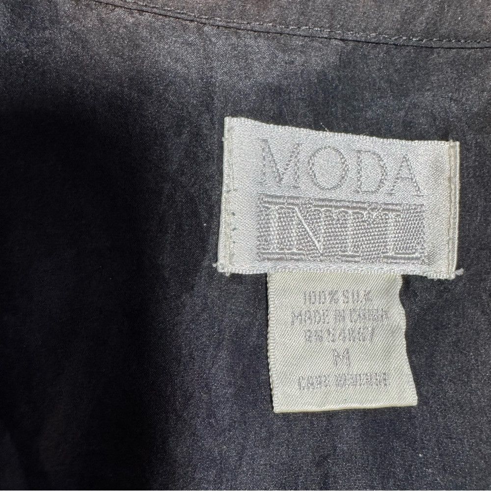 Other NWT New Vintage Moda International 100% Silk Black Blouse S Size M / US 6-8 / IT 42-44 - 6 Thumbnail