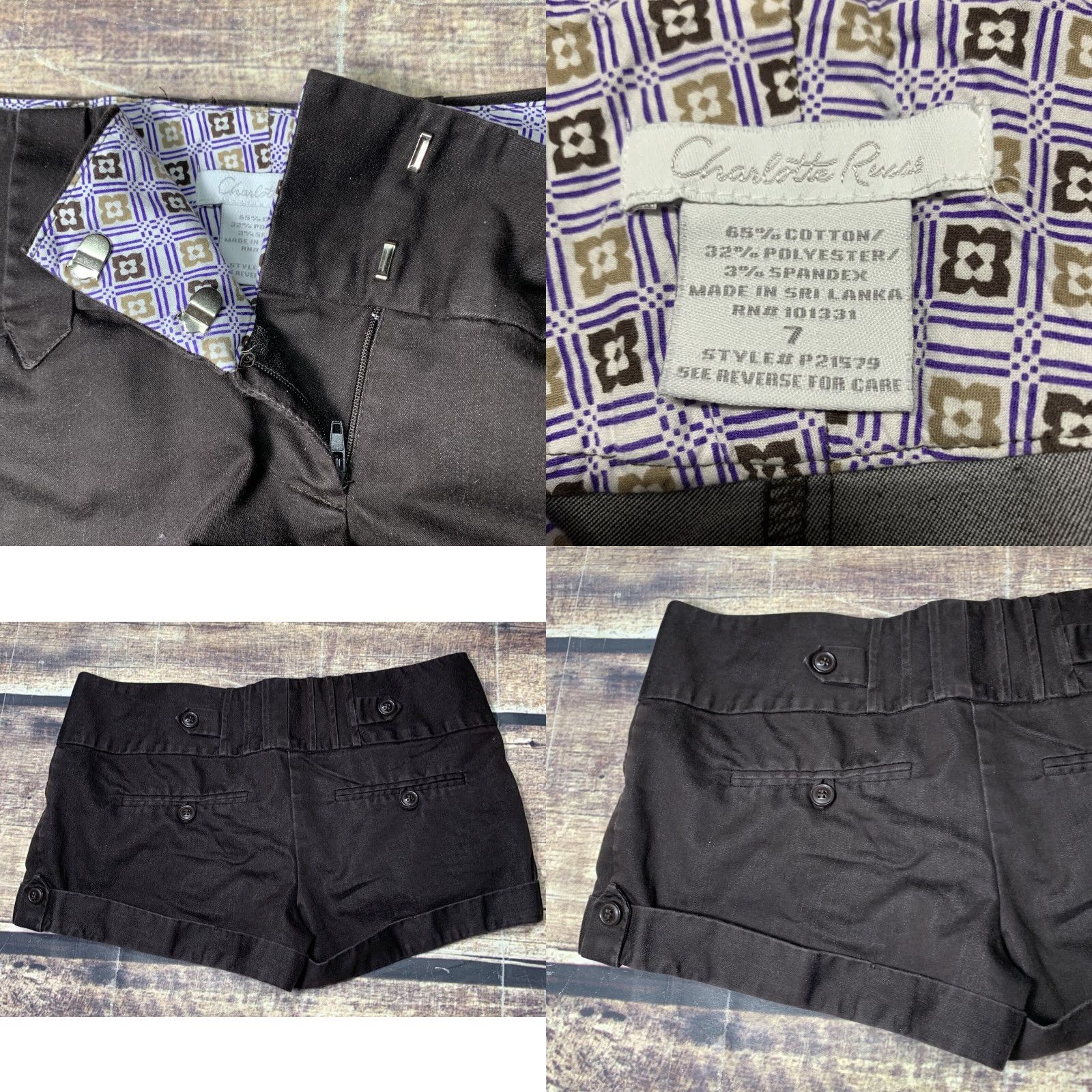 Vintage Charlotte Russe Womens Shorts Dark Brown Size 7 Flap Pockets Cuffed Waist 30 Shorts Size 28" / US 6 / IT 42 - 8 Thumbnail