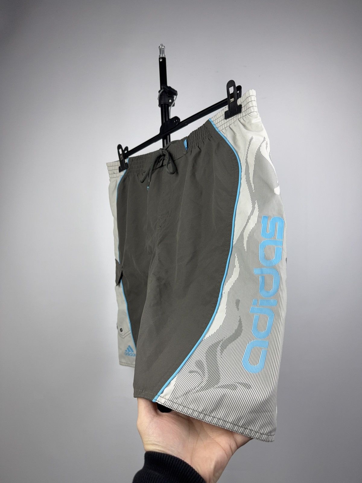 Adidas 00s Retro Adidas Y2K Surf Board Shorts Grey Blue Logo Size US 36 / EU 52 - 3 Thumbnail