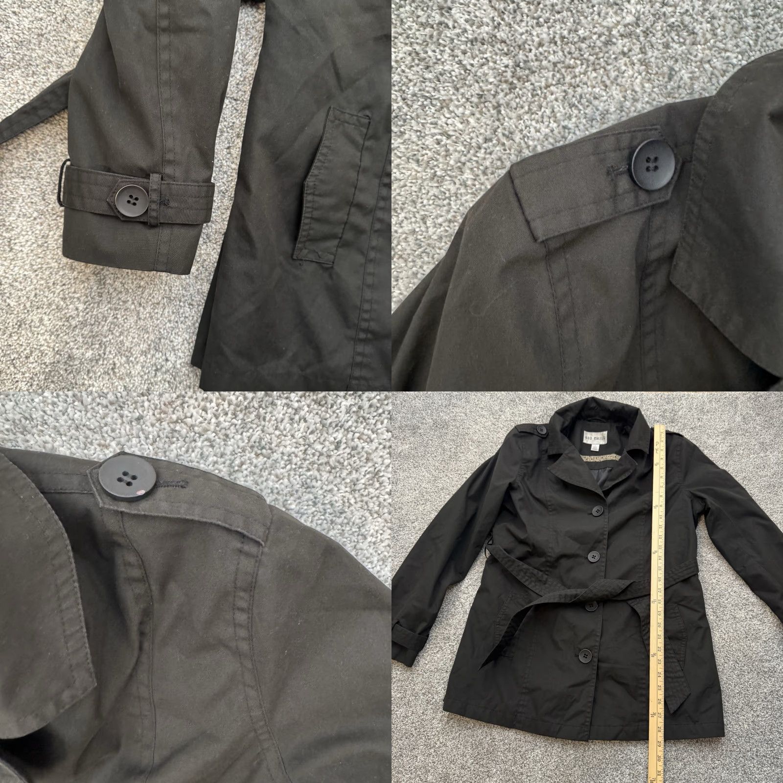 Vintage VINTAGE Big Chill Belted Coat L Women Black Polyester Trench Classic Retro Minimalist Streetwear Size L / US 10 / IT 46 - 9 Thumbnail