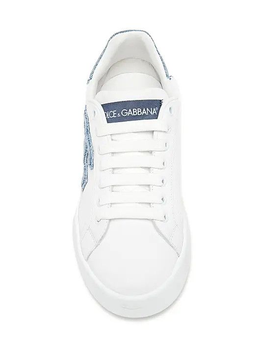 Dolce & Gabbana os11x1225 Calfskin Portofino Light Sneakers in White/Blue Size US 7 / IT 37 - 6 Thumbnail