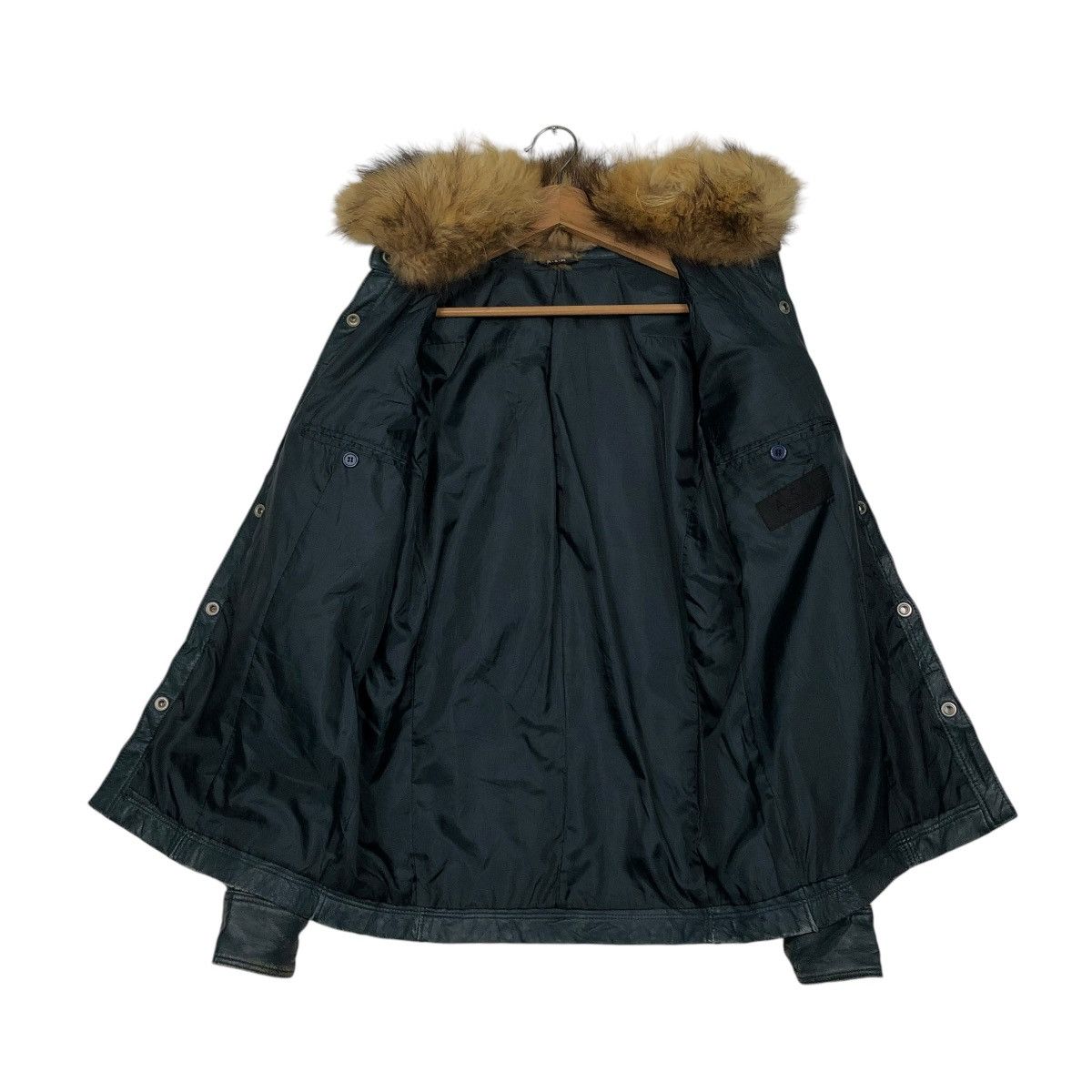 🔥VINTAGE BIKER LEATHER JACKET ASM ARCHIVE MINK FUR COLLAR
