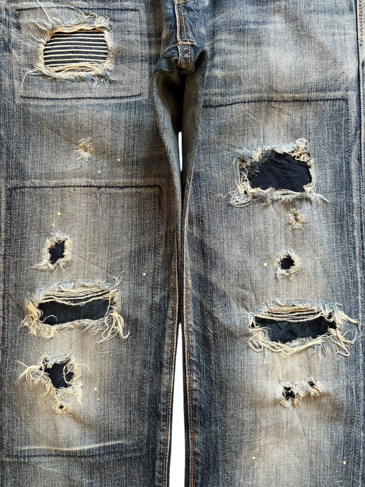 Edwin × Japanese Brand Rebel Vintage Edwin 503 Paint Patch Distress Rip Loose Jean Size US 29 - 5 Thumbnail