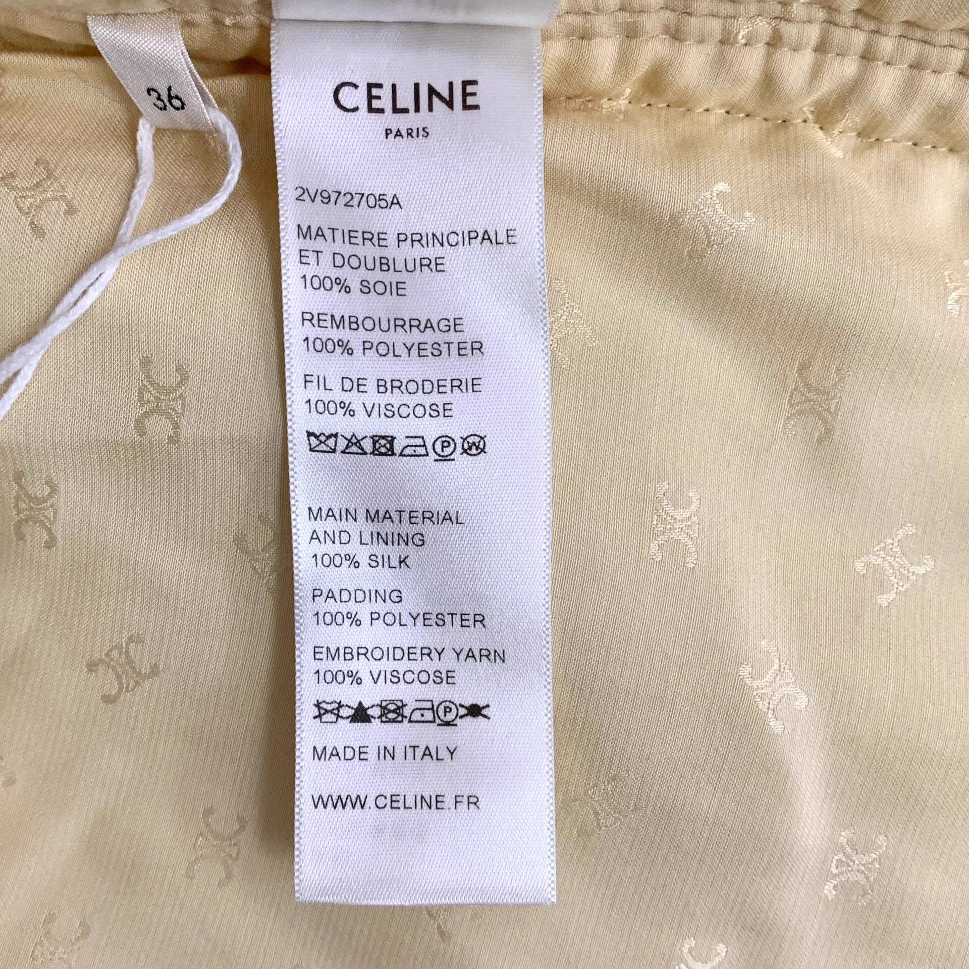 Celine Celine Beige Floral Embossed Crew Neck Long Sleeve Jacket Size S / US 4 / IT 40 - 6 Thumbnail