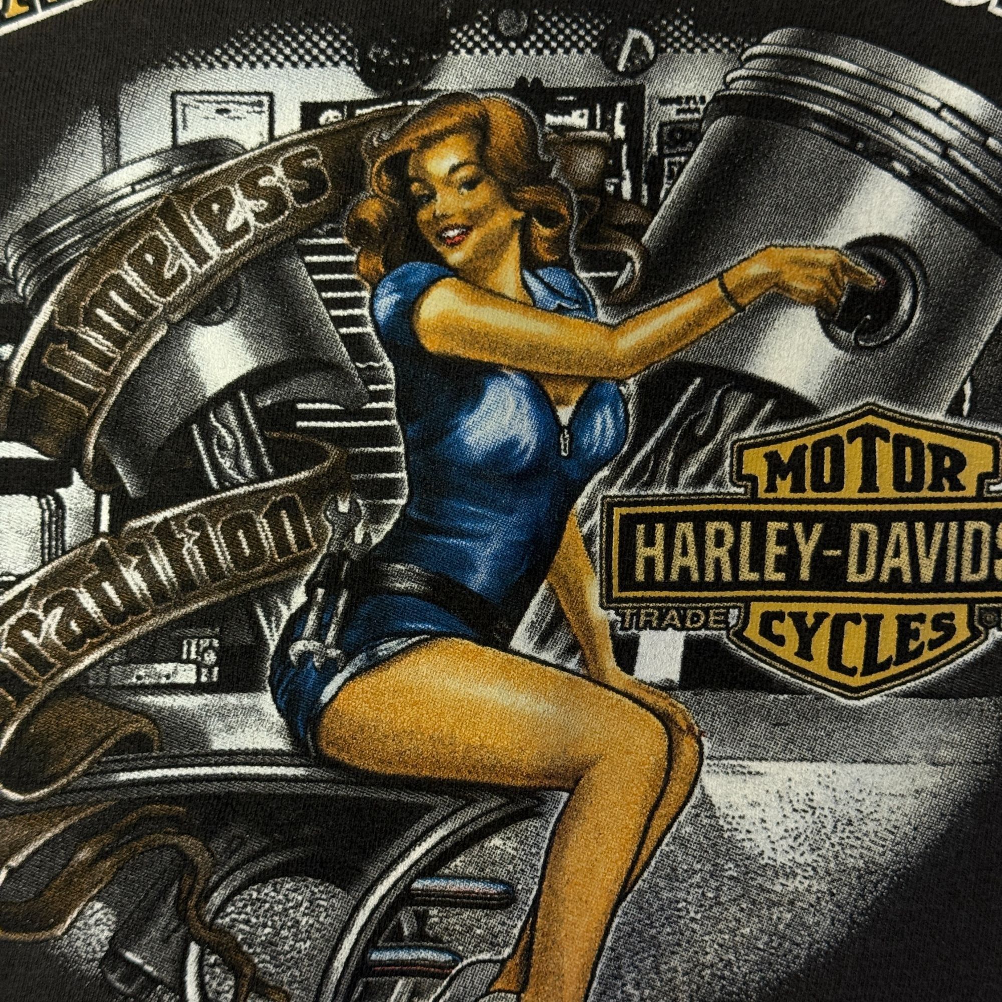 Harley Davidson HD Motorcycle HOLLYWOOD Ca PIN UP GIRL Pig Hog BIKER T Shirt Size US XXL / EU 58 / 5 - 7 Thumbnail