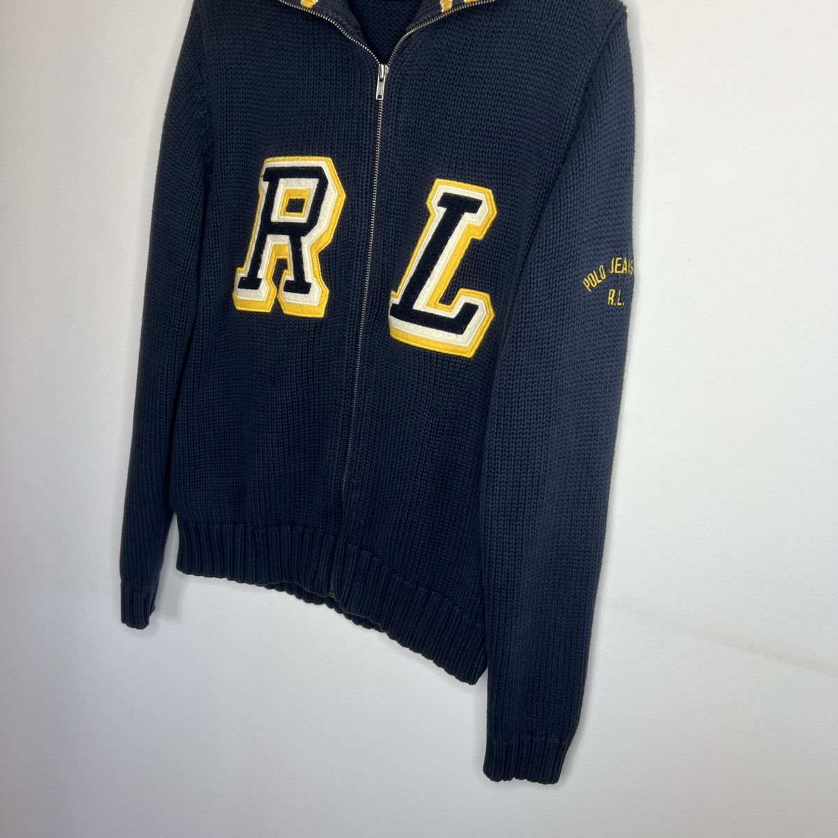 Polo Ralph Lauren × Ralph Lauren × Vintage Vintage Ralph Lauren Chunky Heavy Knit Jacket Zip Jumper Y2K Size US L / EU 52-54 / 3 - 2 Thumbnail