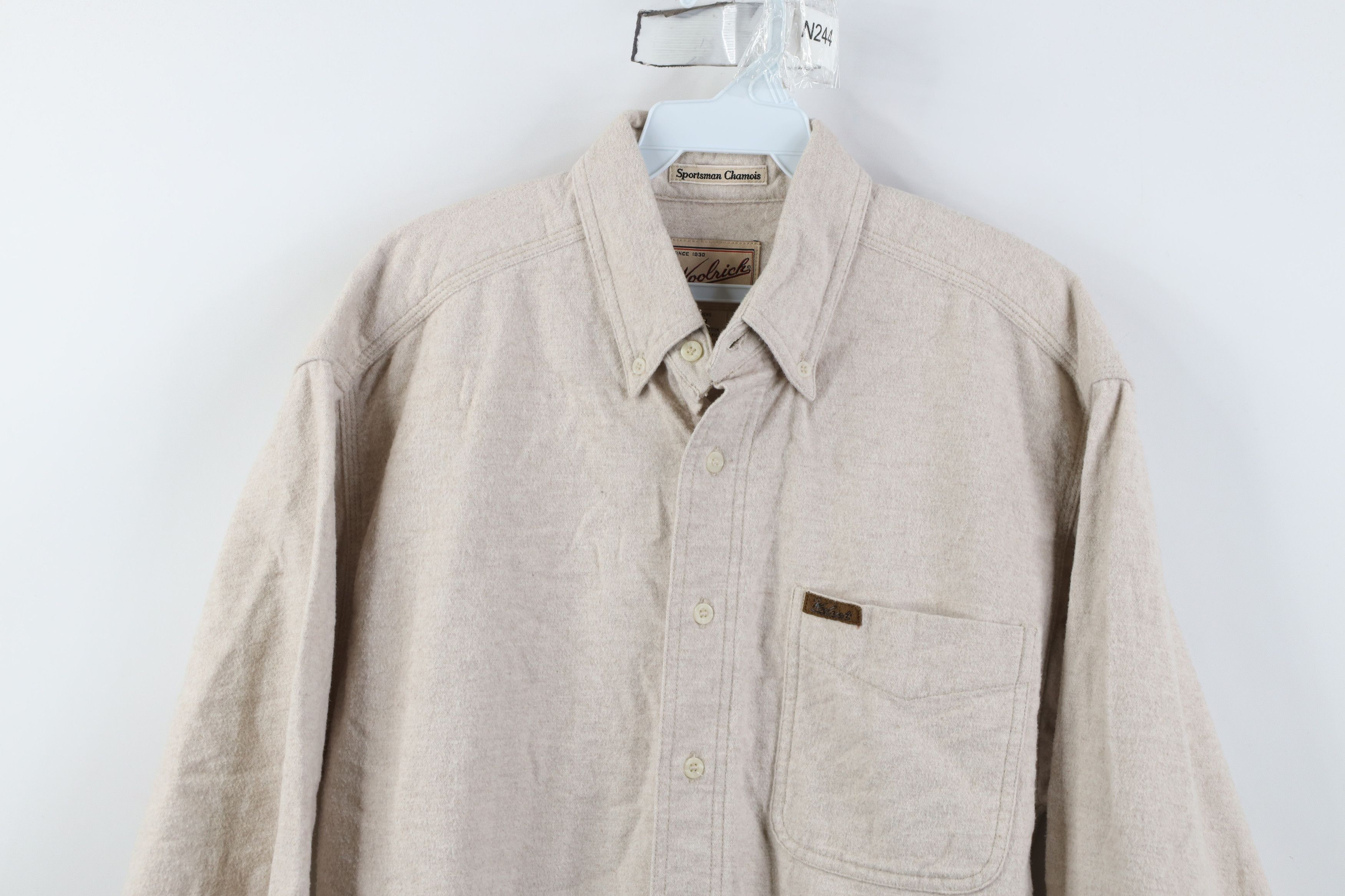 Woolrich Woolen Mills Vintage 90s Woolrich Chamois Cloth Button Down Shirt Beige Size US M / EU 48-50 / 2 - 2 Thumbnail